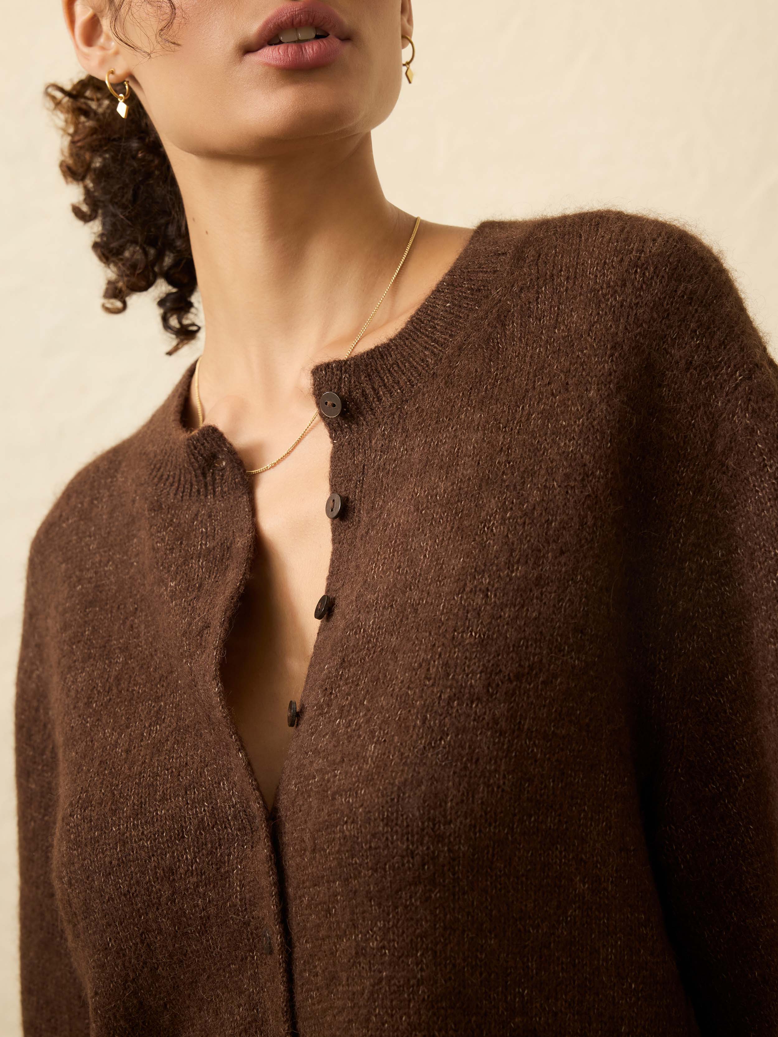 Apres Alpaca Cardigan - Walnut Brown - Image 2