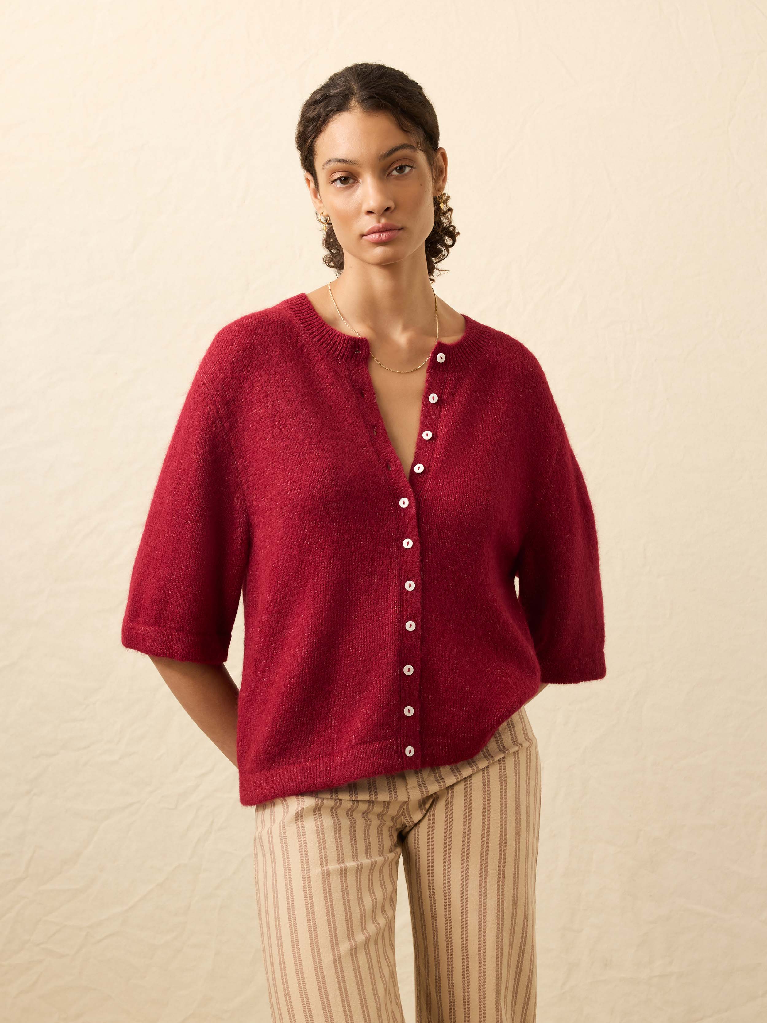 Apres Alpaca Cardigan - Wine Rust - Image 2