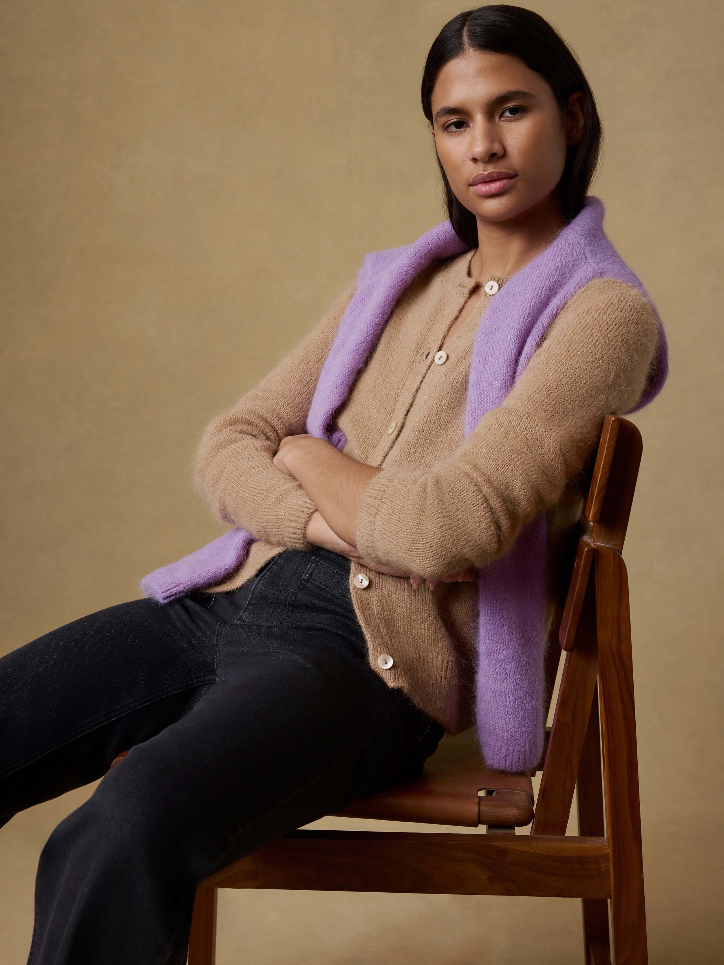 Apres Alpaca Long-Sleeve Cardigan - Oatmeal - Image 3