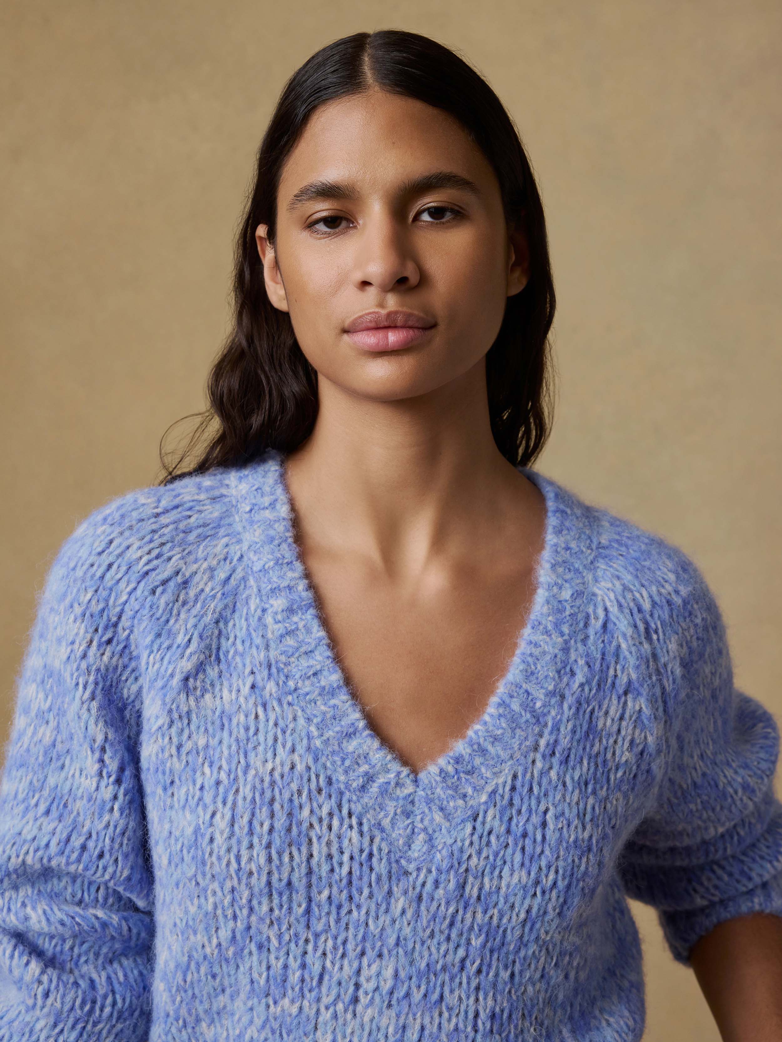 Apres Alpaca V-Neck Pullover - Saltwater Blue - Image 5