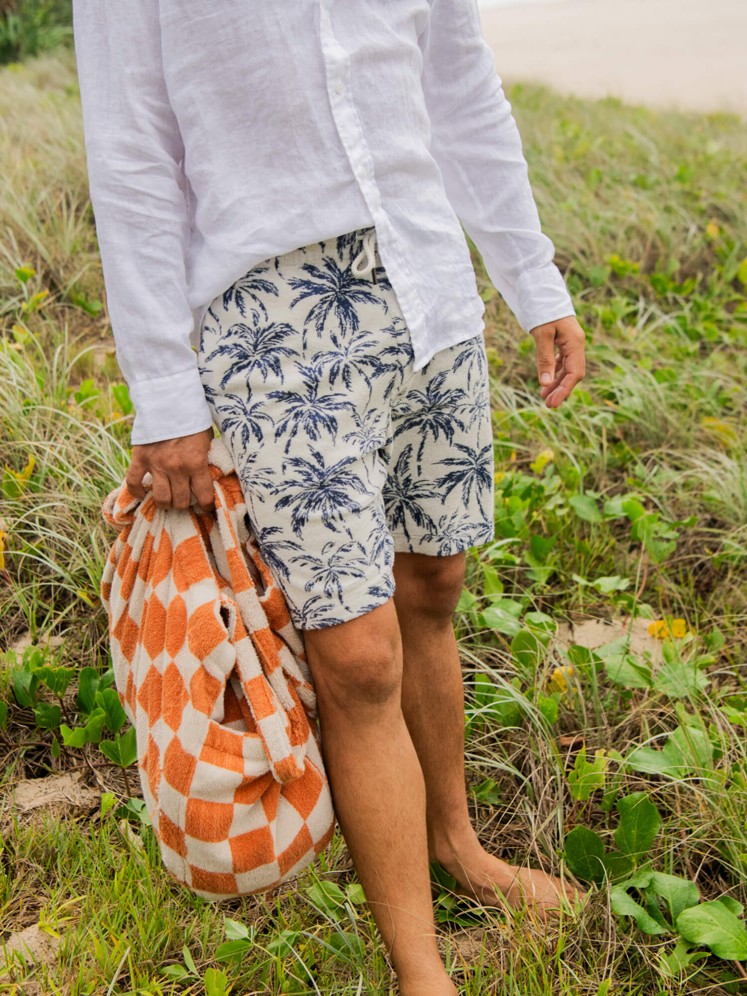 Cabana Towel Terry Sweatshort - Ivory Tropic Trees - Image 3