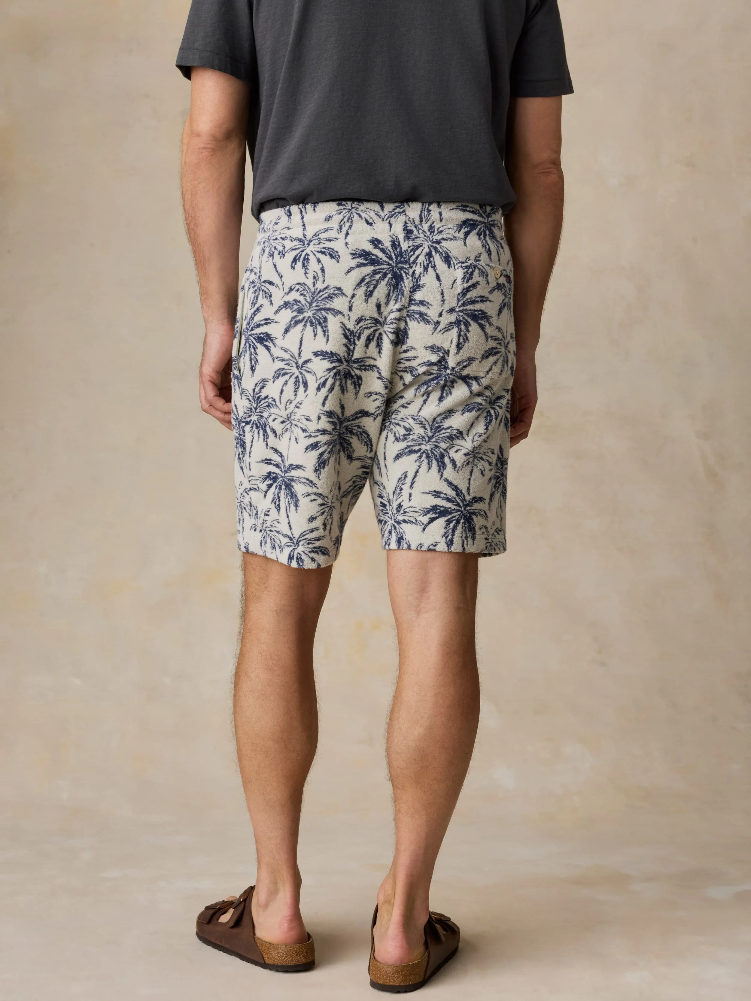 Cabana Towel Terry Sweatshort - Ivory Tropic Trees - Image 5