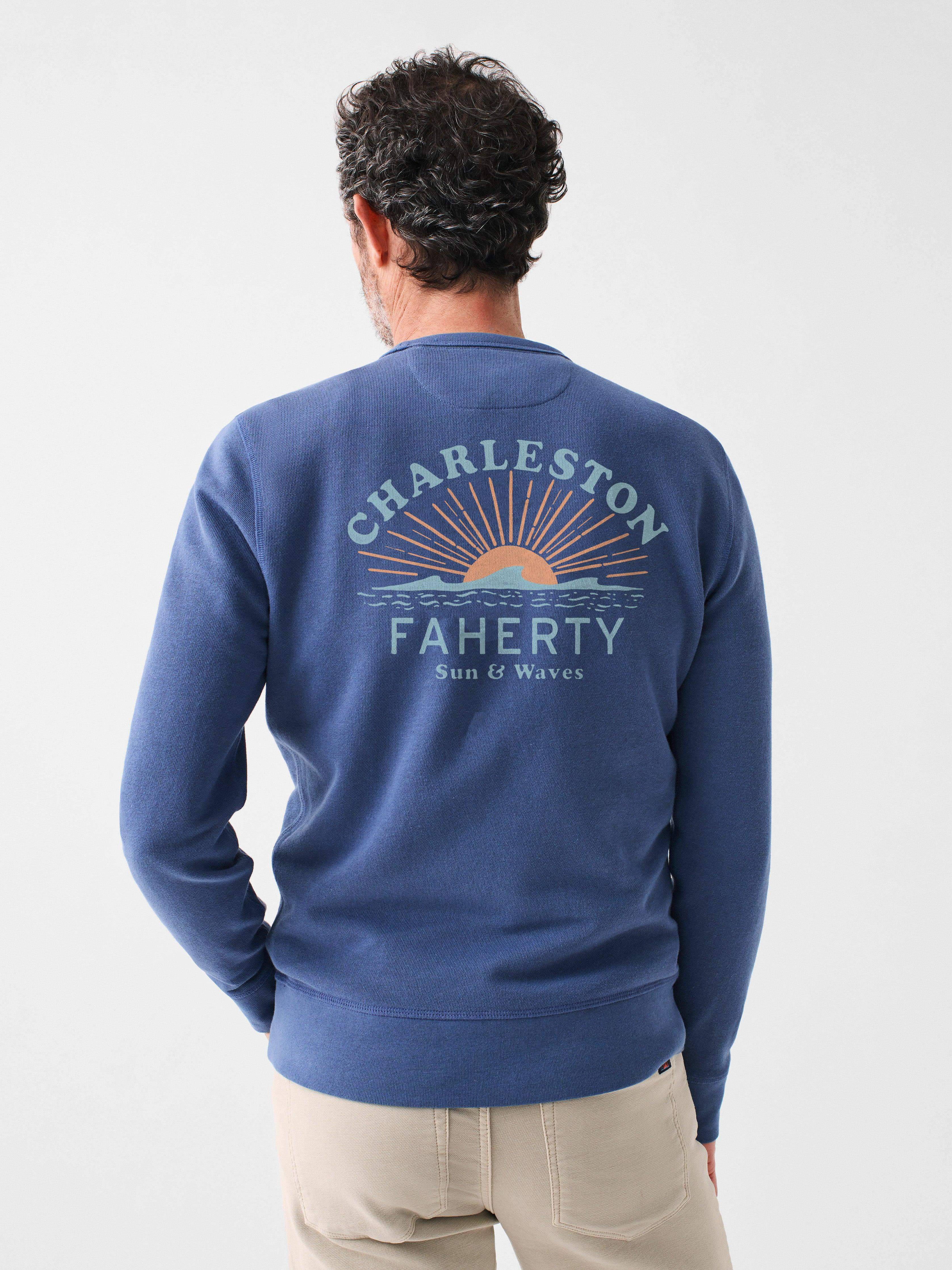 Charleston Long-Sleeve Terry Crewneck - Faded Navy - Image 2