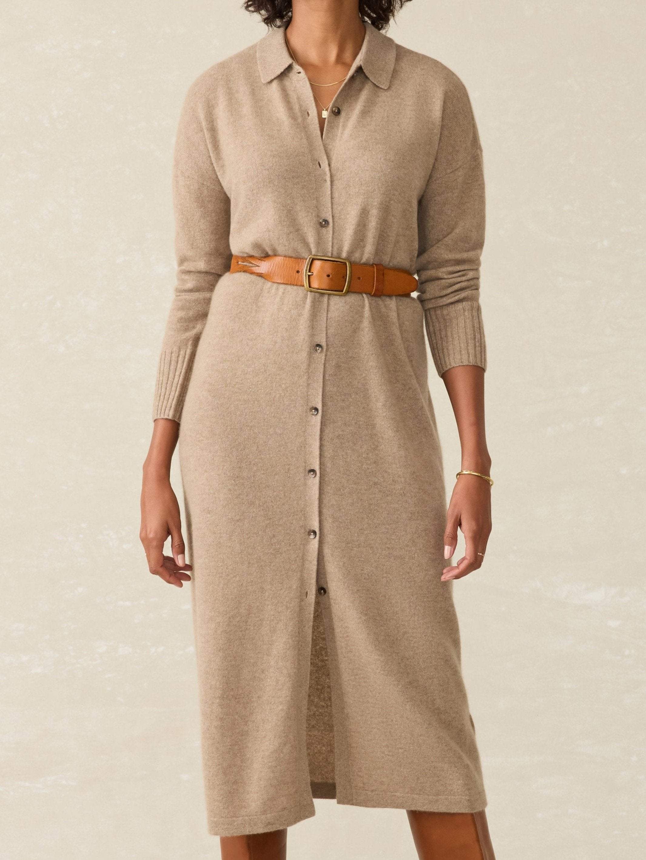 Coastal Cashmere Maxi Shirtdress - Driftwood - Image 2