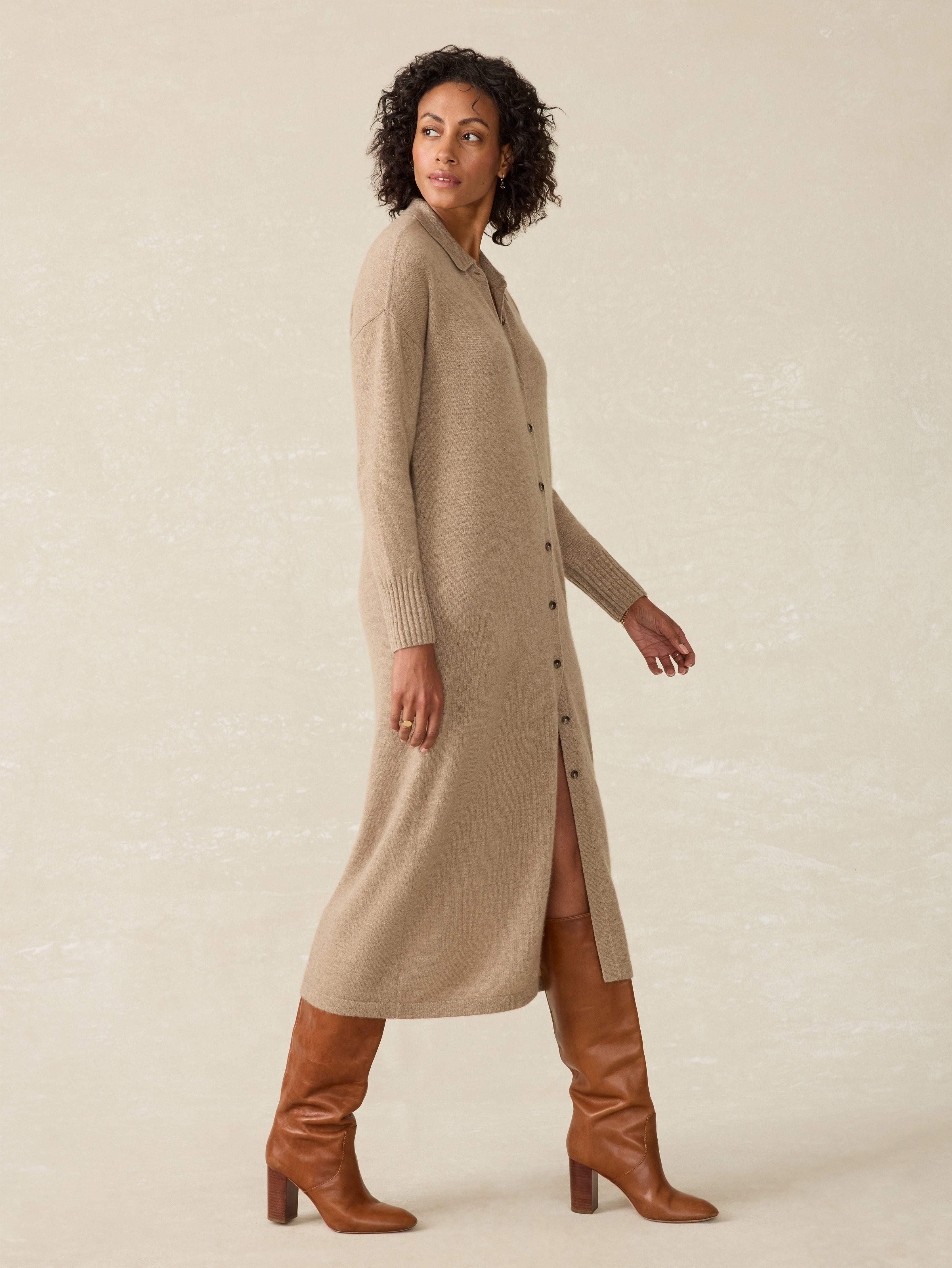 Coastal Cashmere Maxi Shirtdress - Driftwood - Image 5