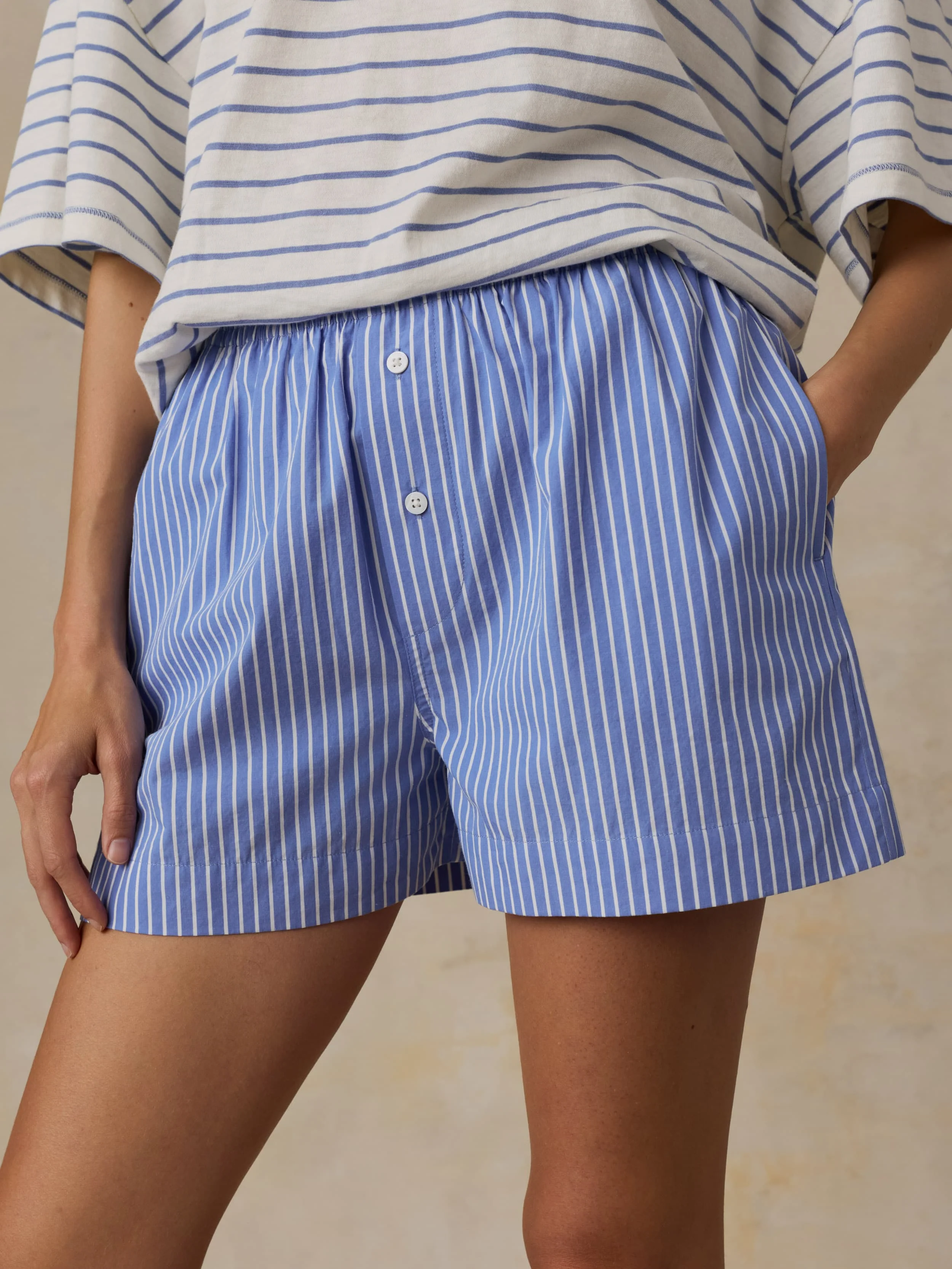 Coastal Poplin Boxer Short - Deepwater Stripe - Image 4