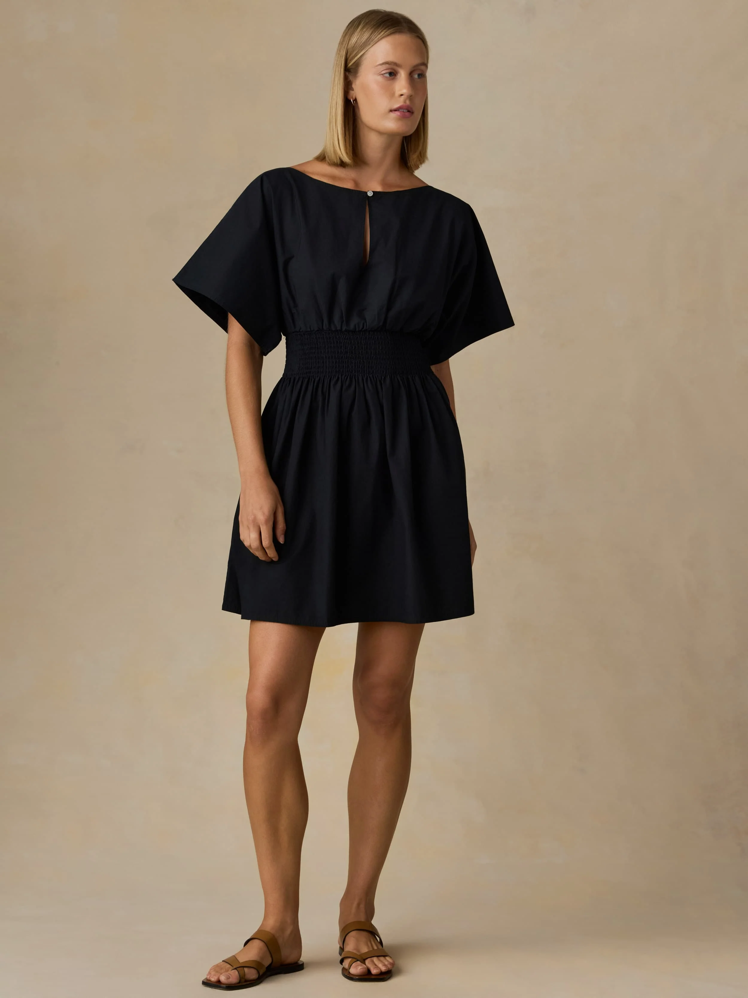 Coastal Poplin Elia Mini Smocked Dress - Black - Image 3