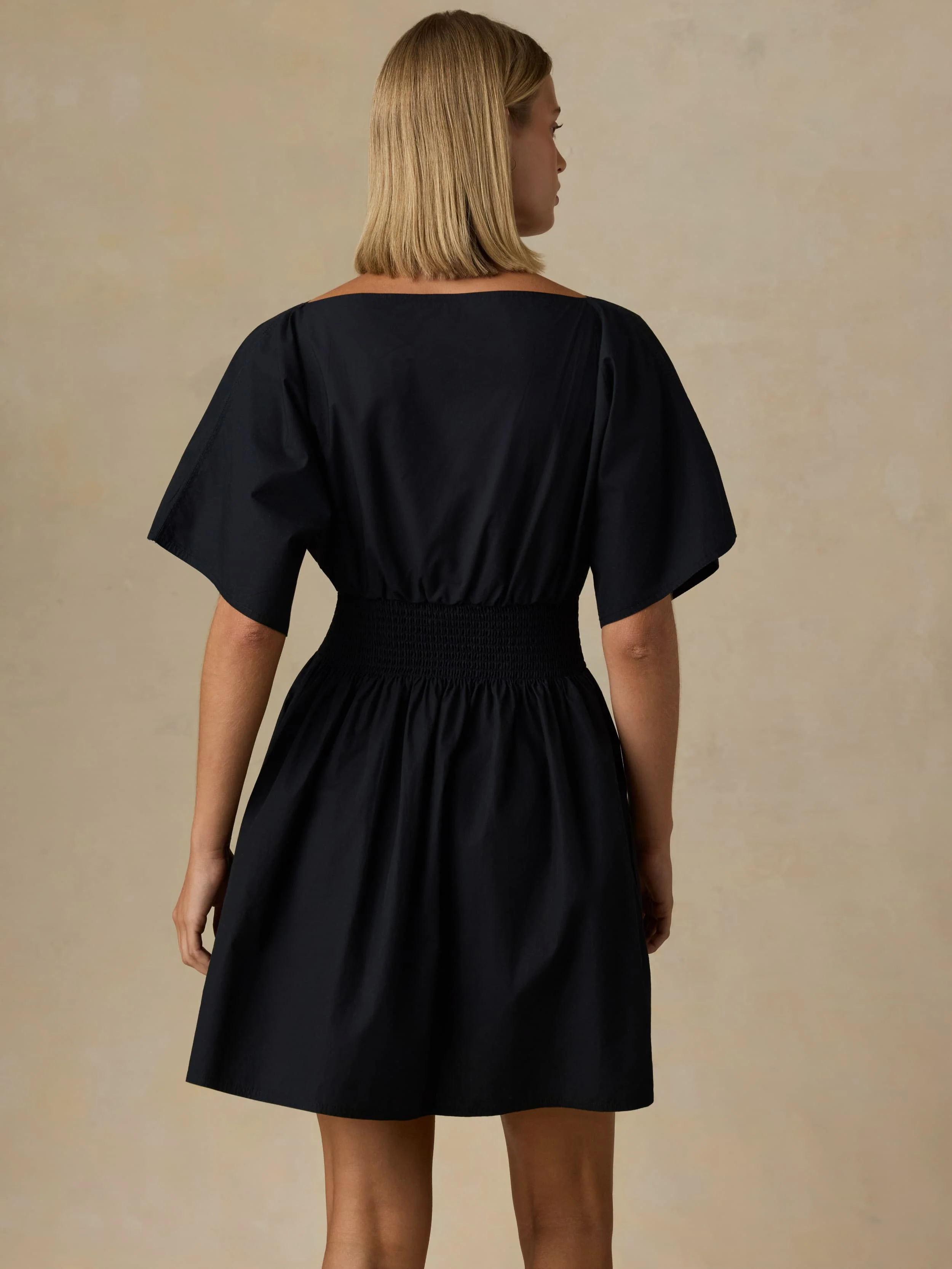 Coastal Poplin Elia Mini Smocked Dress - Black - Image 4