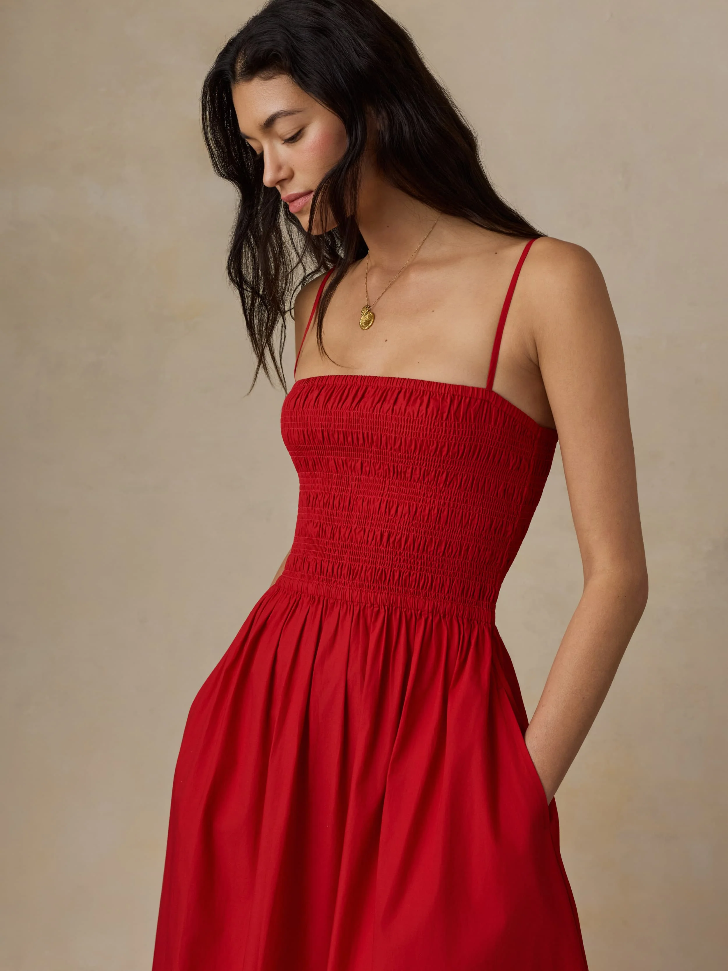 Coastal Poplin Lucia Dress - Tango Red - Image 2