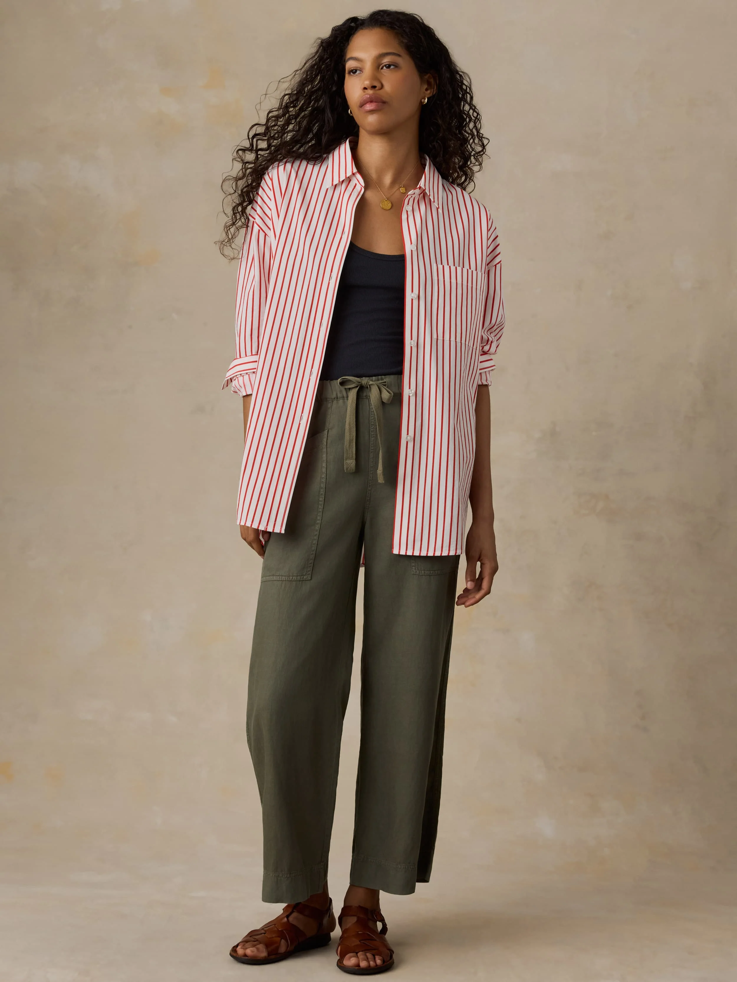 Coastal Poplin Relaxed Shirt - Summer Sail Stripe - Image 5