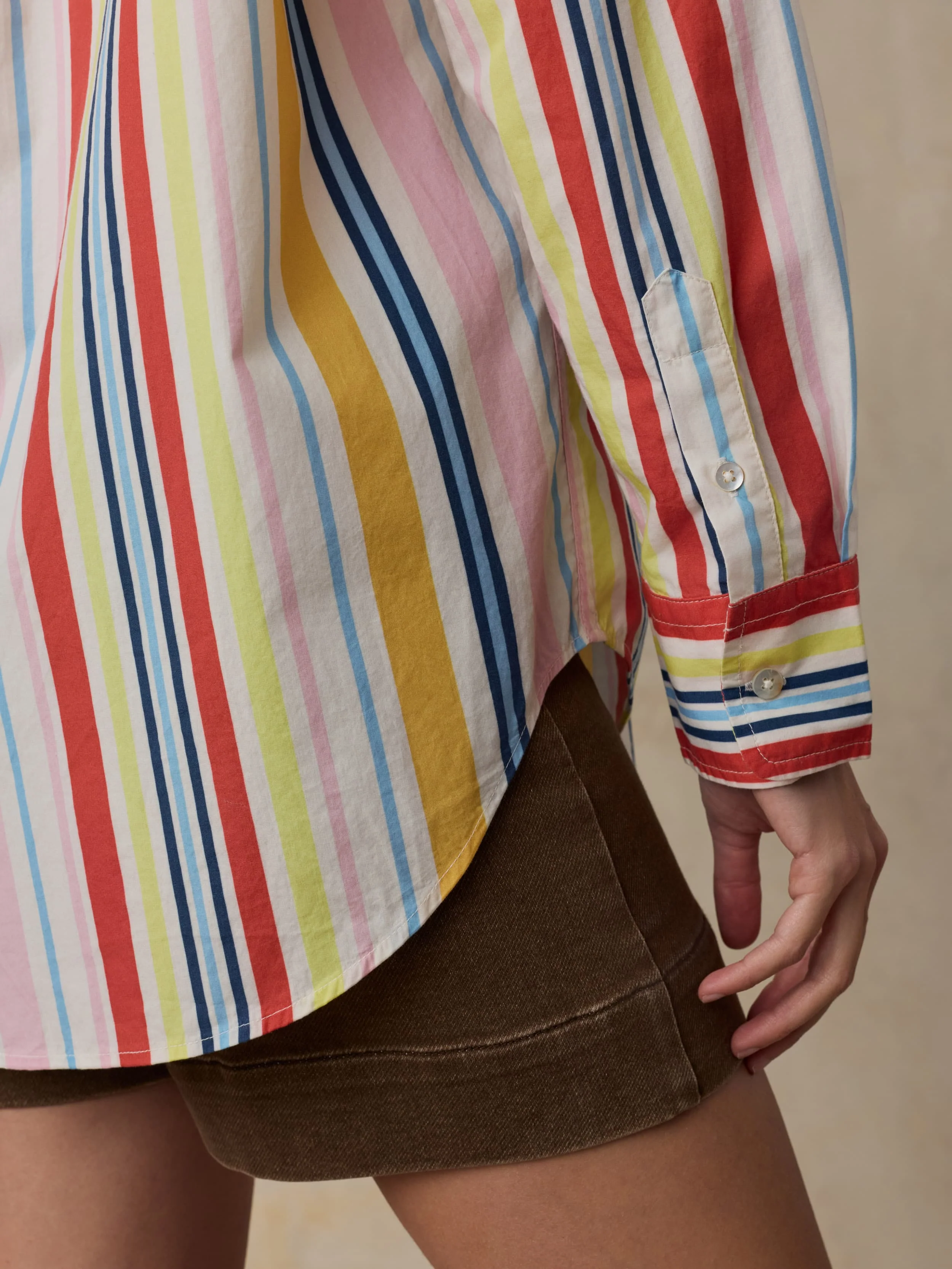 Coastal Poplin Relaxed Shirt - Sunset Parade - Image 4