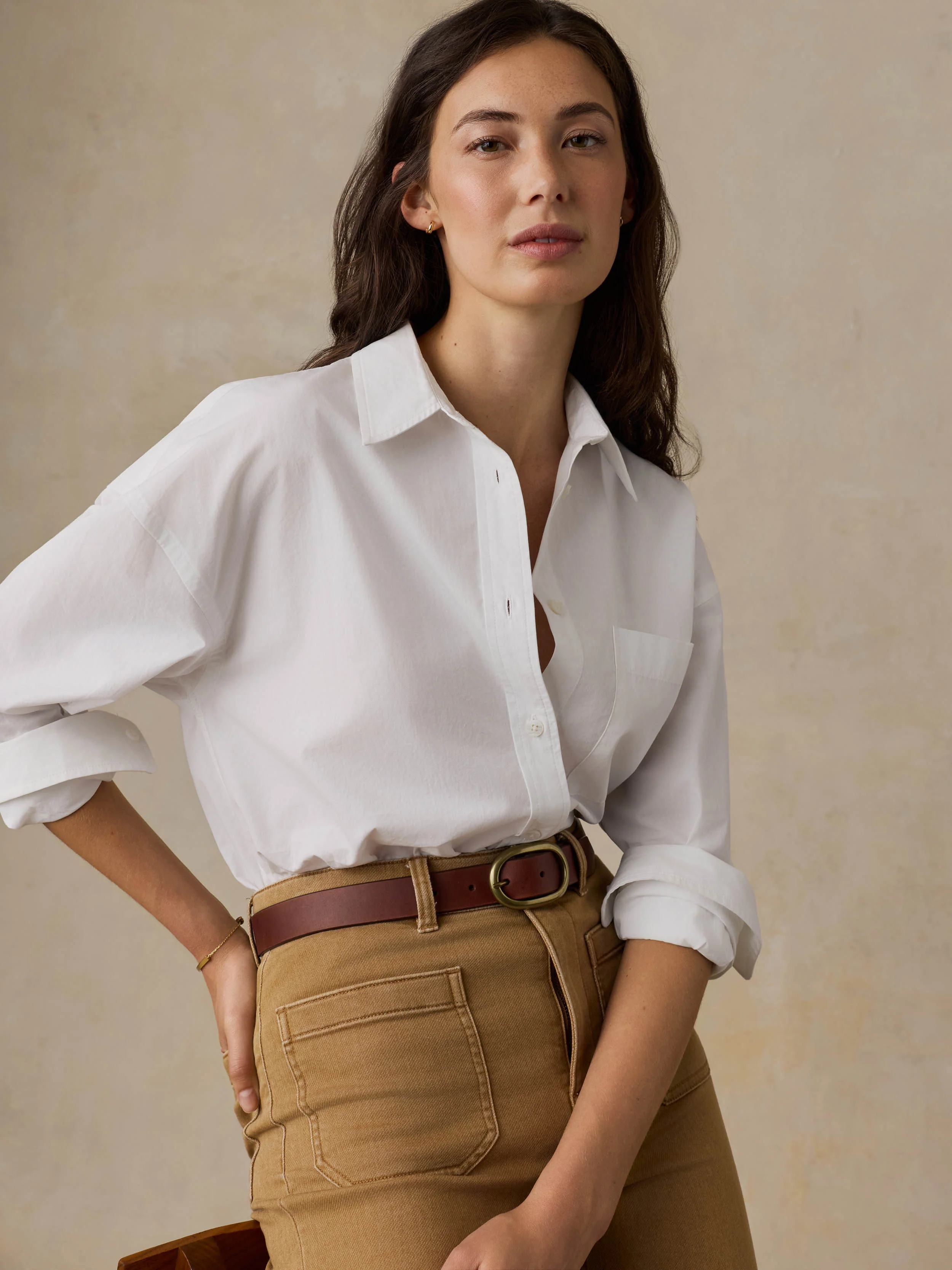 Coastal Poplin Relaxed Shirt - White - Image 2