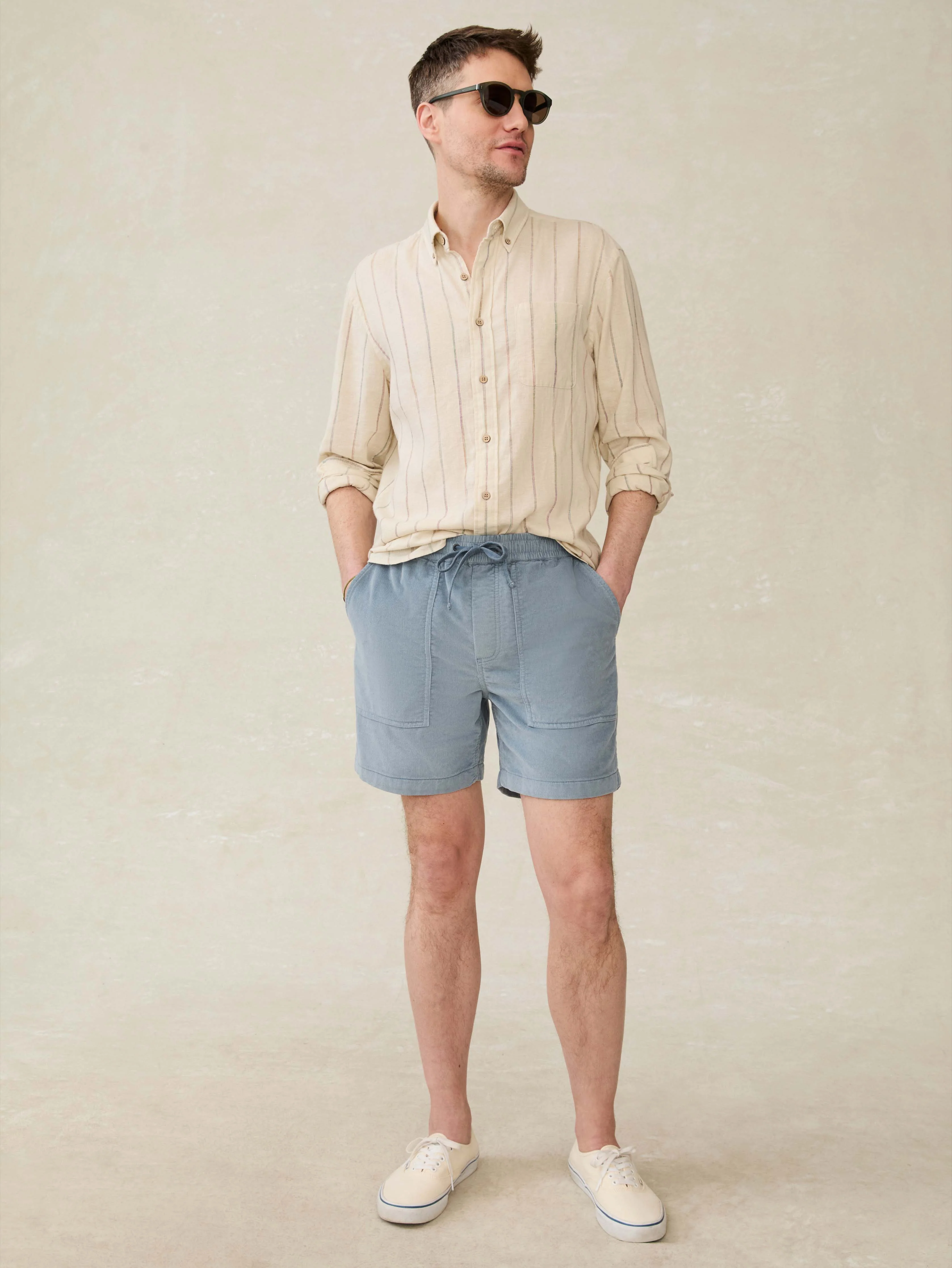 Corduroy Drawstring Utility Short - Light Flint - Image 3