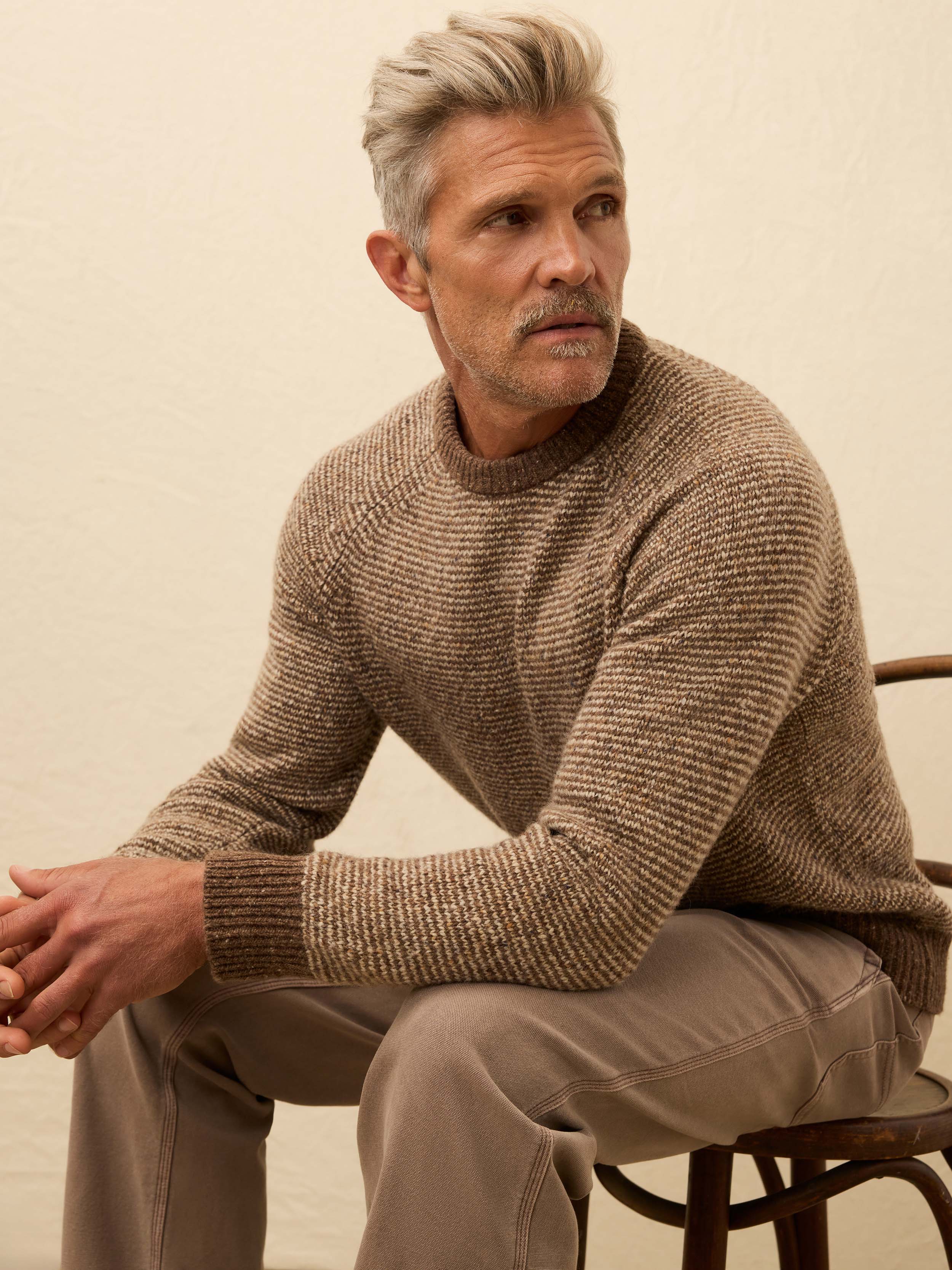 Donegal Crew Sweater - Walnut Feeder Marl - Image 3