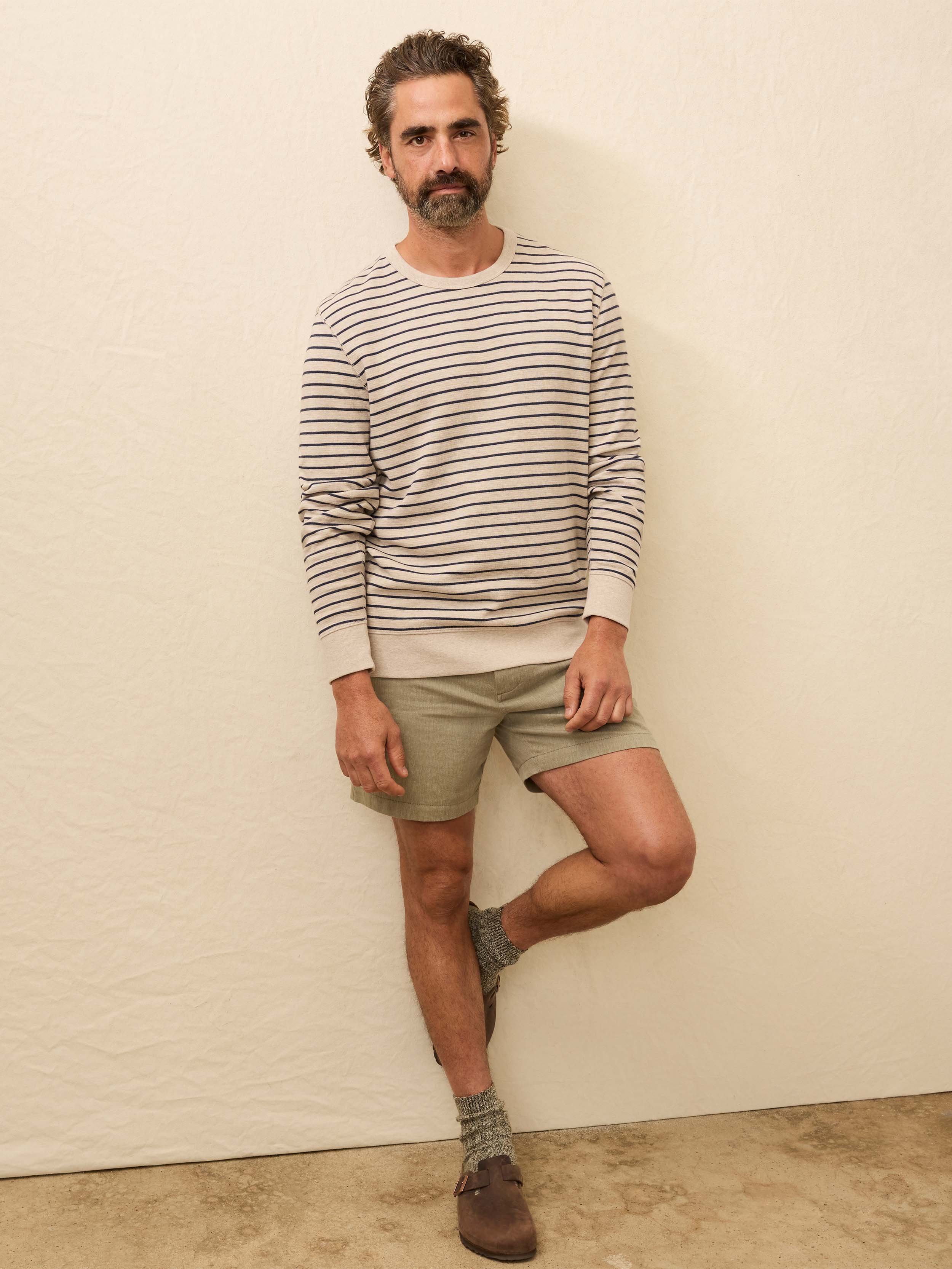 Double Knit Crewneck - Oat Navy Stripe - Image 2