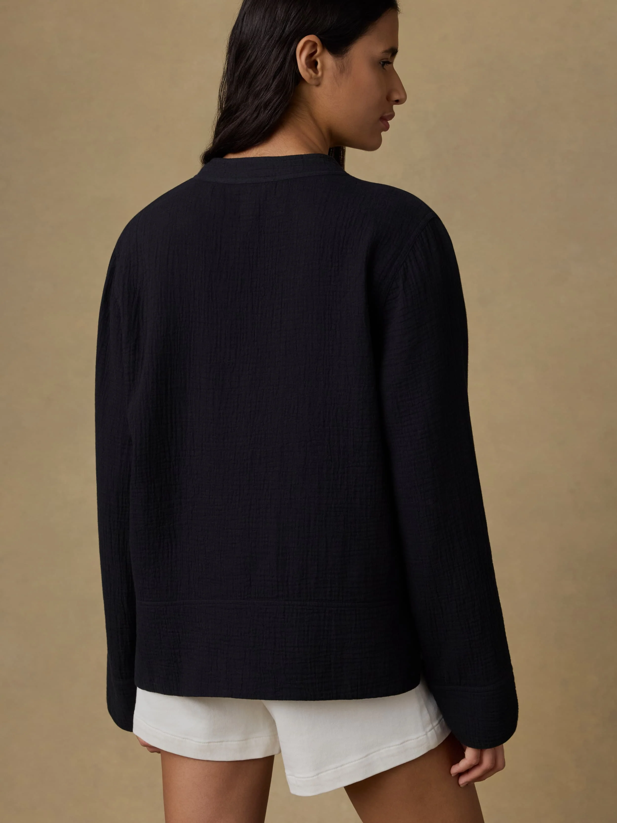 Dune Cotton Gauze Harbor Top - Black - Image 5