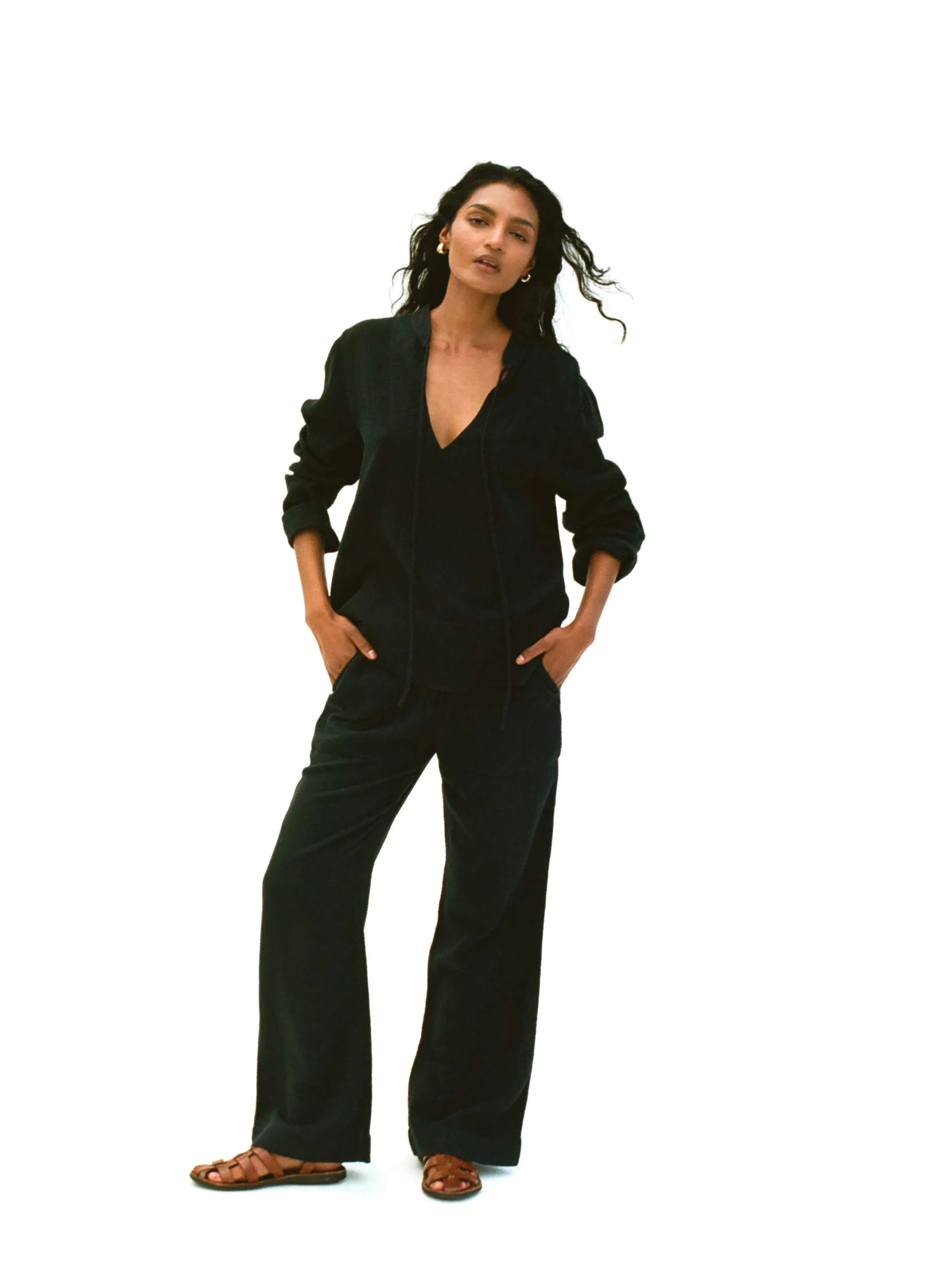 Dune Cotton Gauze Harbor Top - Black - Image 6