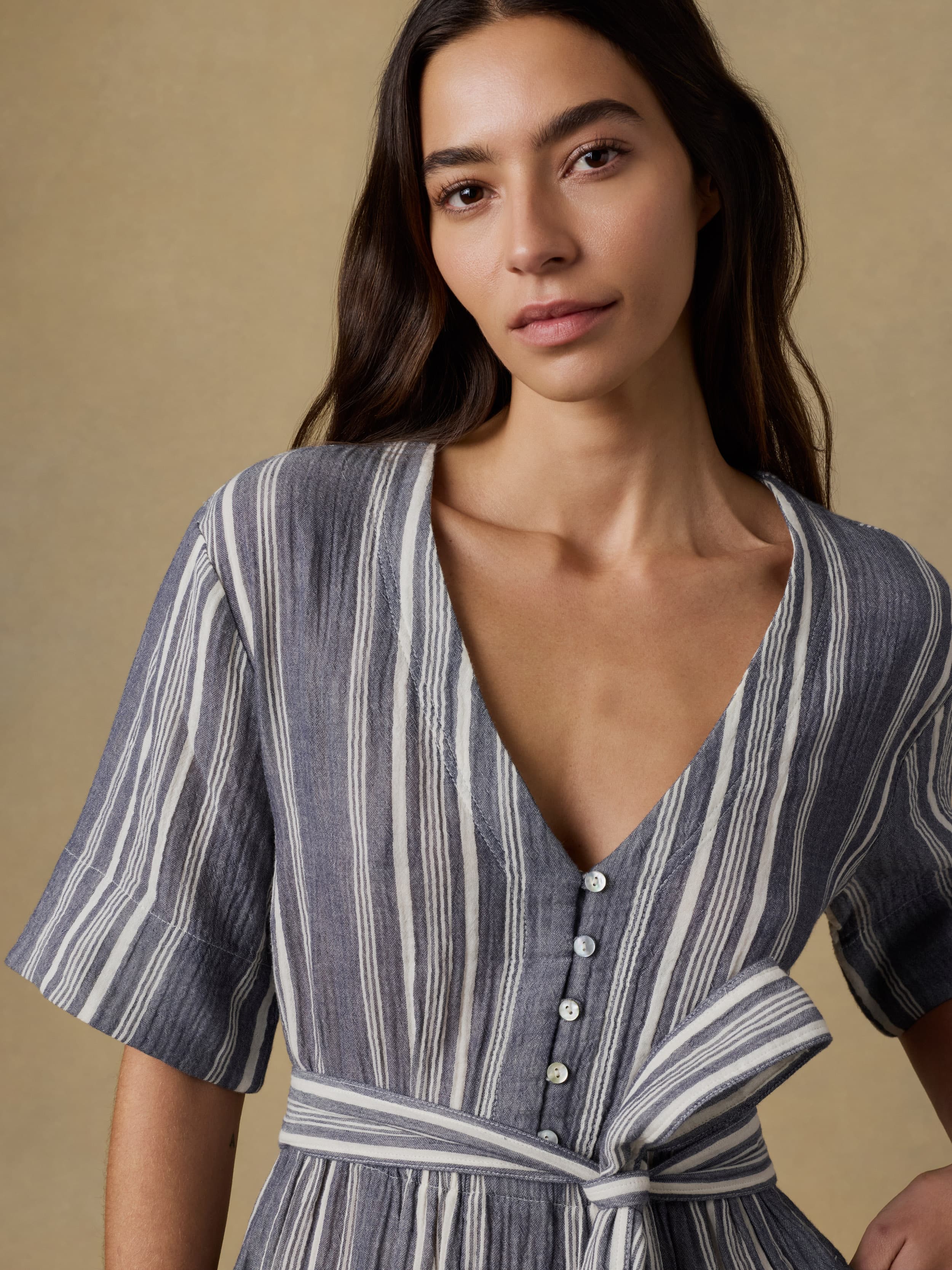 Dune Cotton Gauze Marina Dress - Sea Breeze Stripe - Image 5