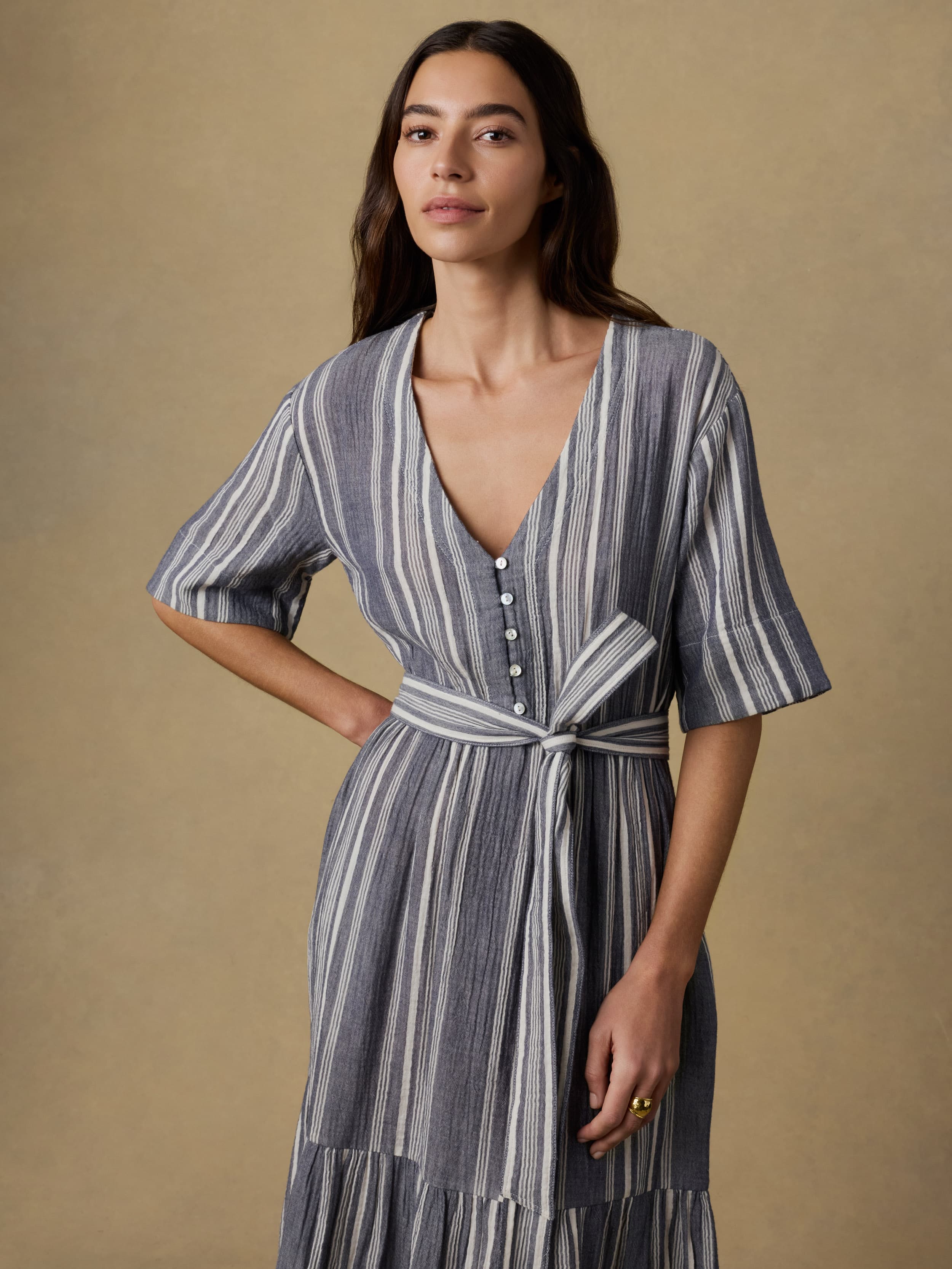Dune Cotton Gauze Marina Dress - Sea Breeze Stripe - Image 6