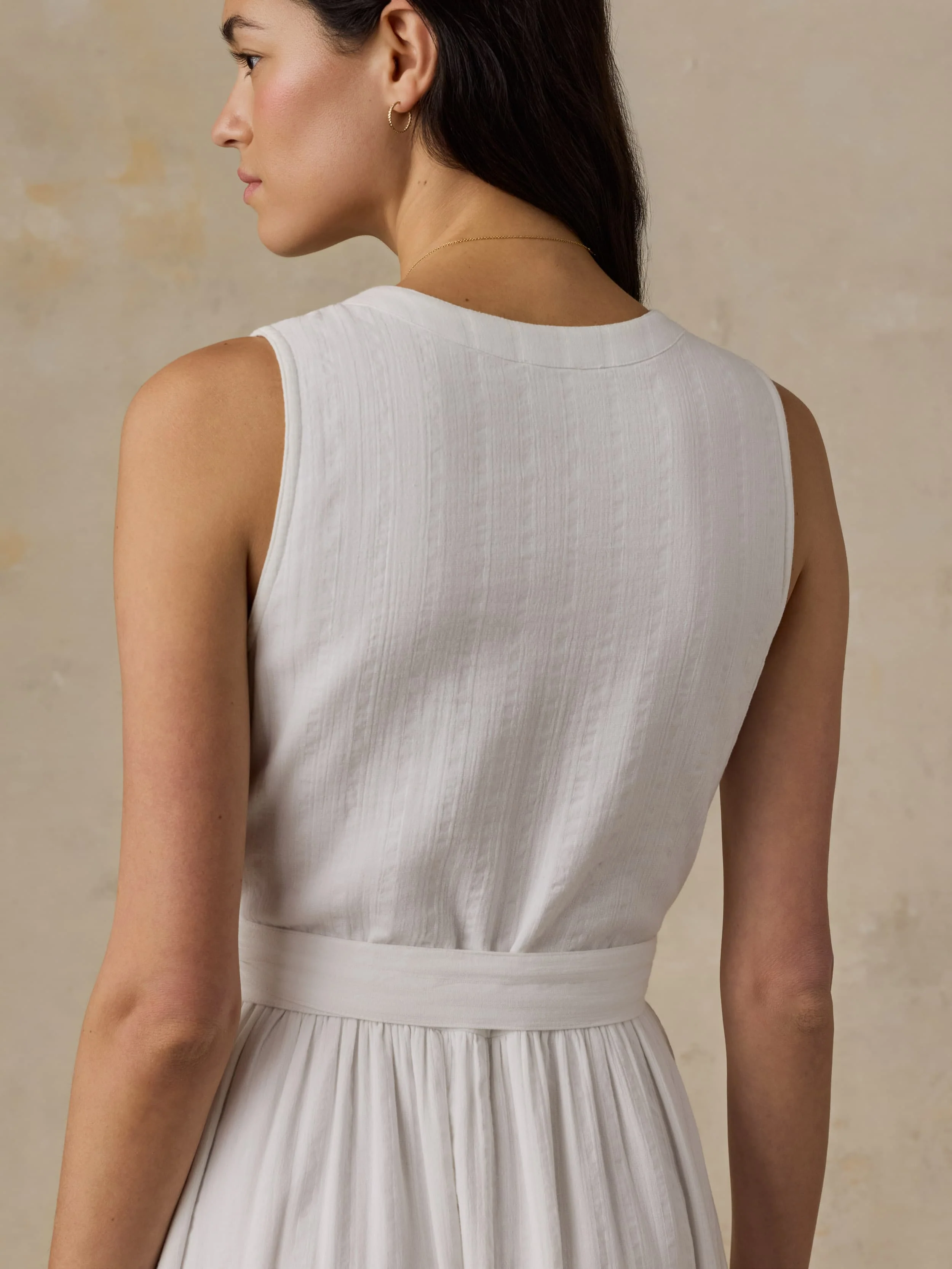 Dune Cotton Gauze Wrap Dress - White - Image 5