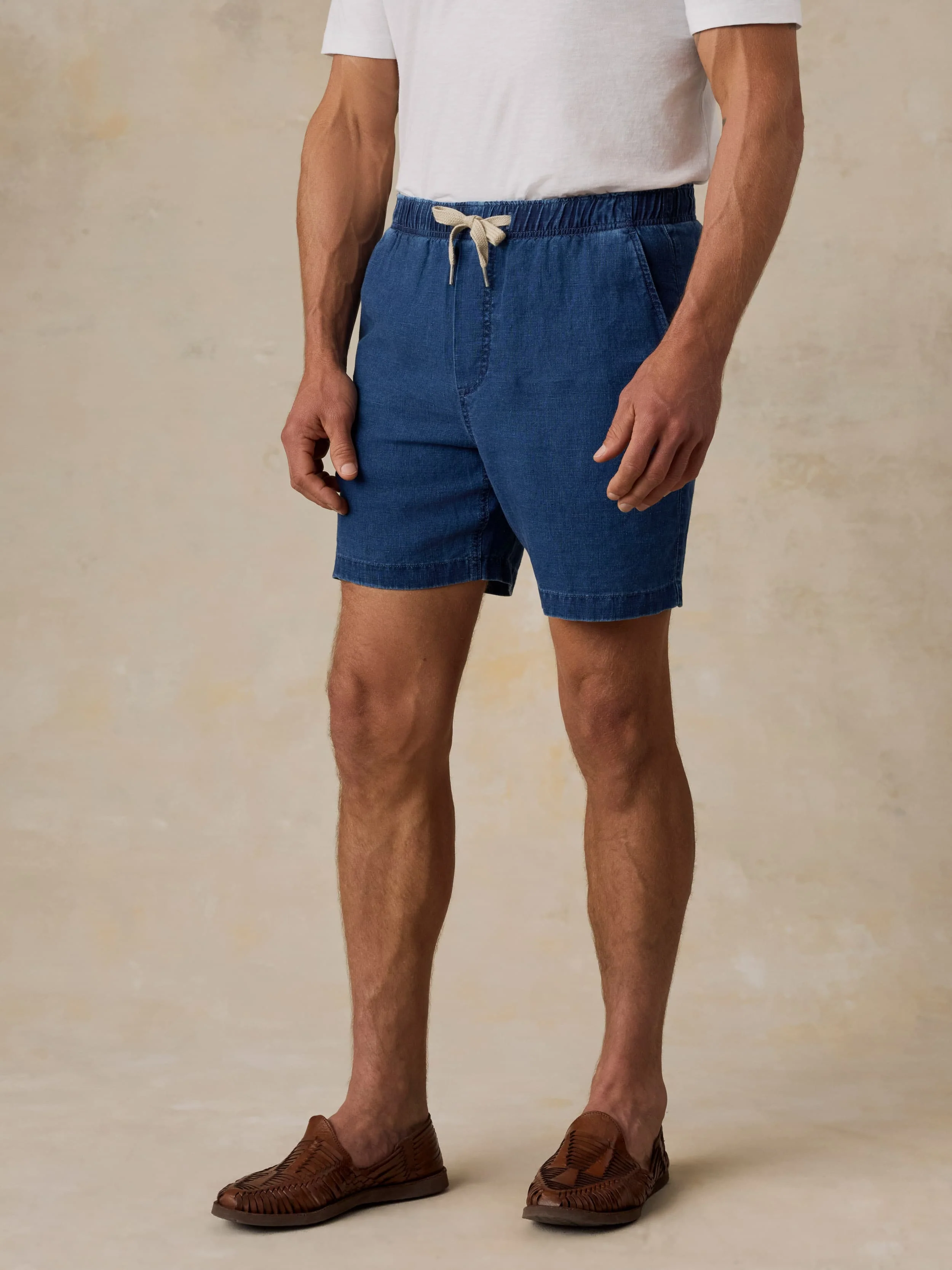 Essential Linen Short (6.5") - Island Indigo Wash - Image 2