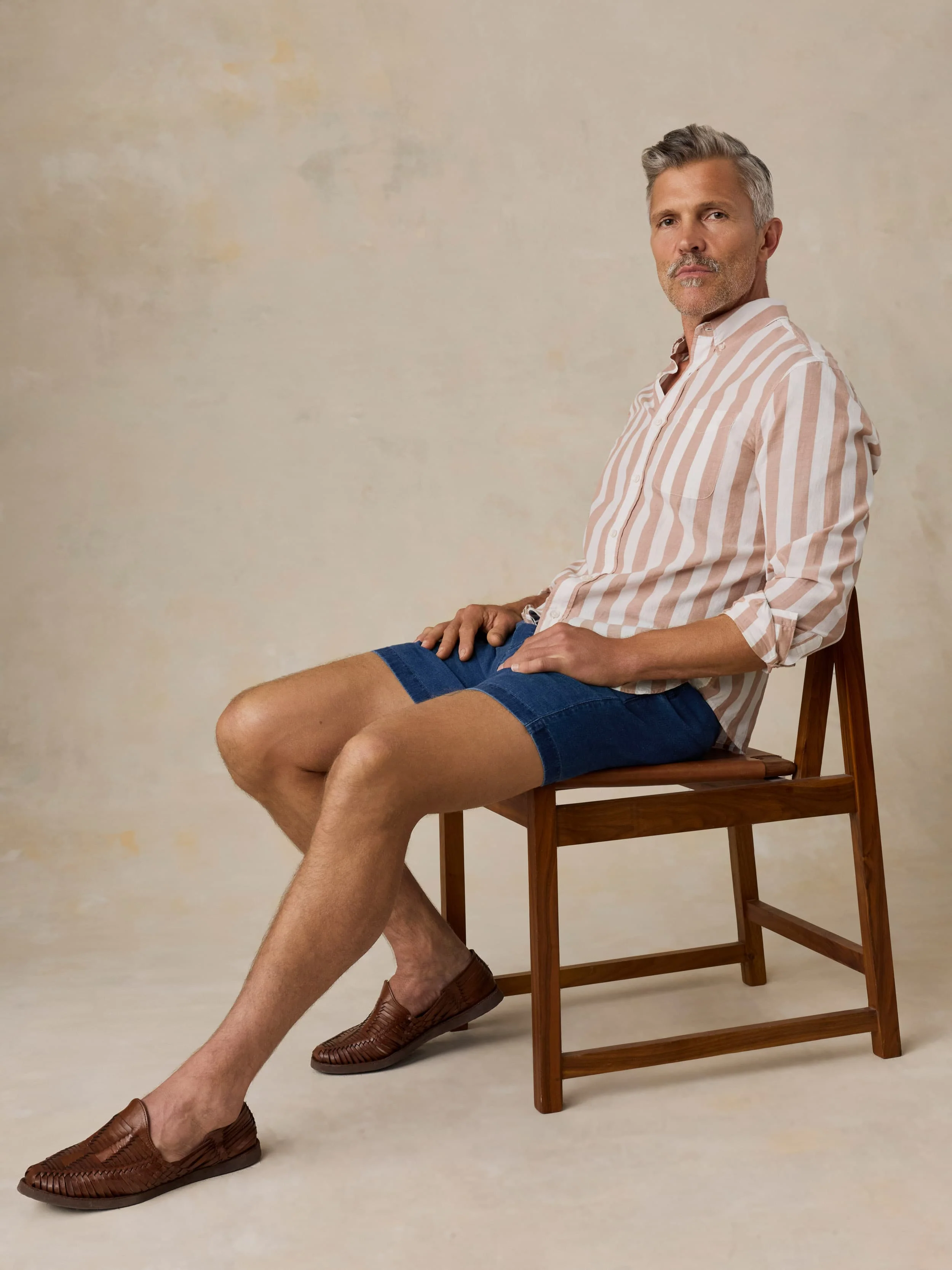 Essential Linen Short (6.5") - Island Indigo Wash - Image 3