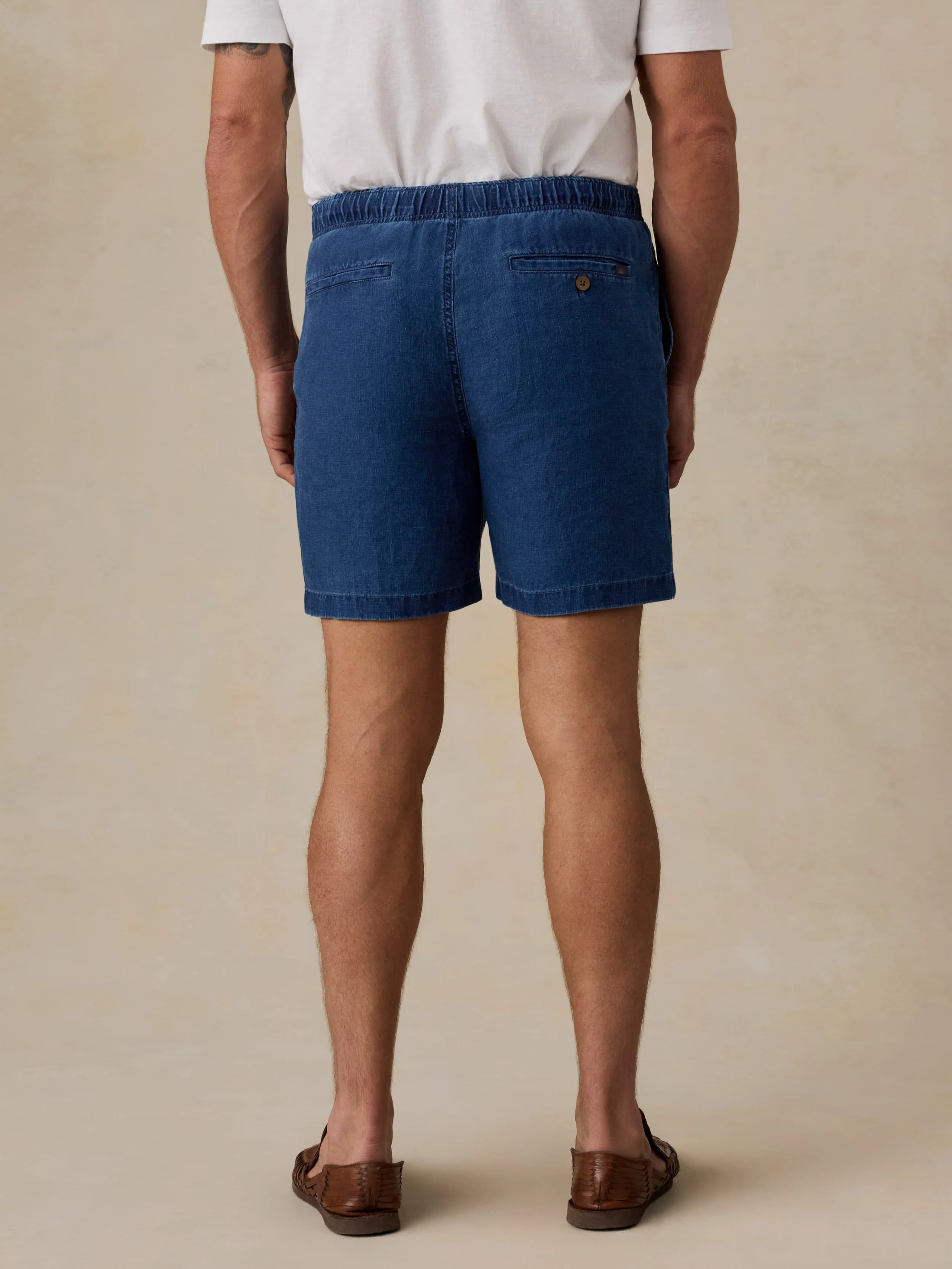 Essential Linen Short (6.5") - Island Indigo Wash - Image 4