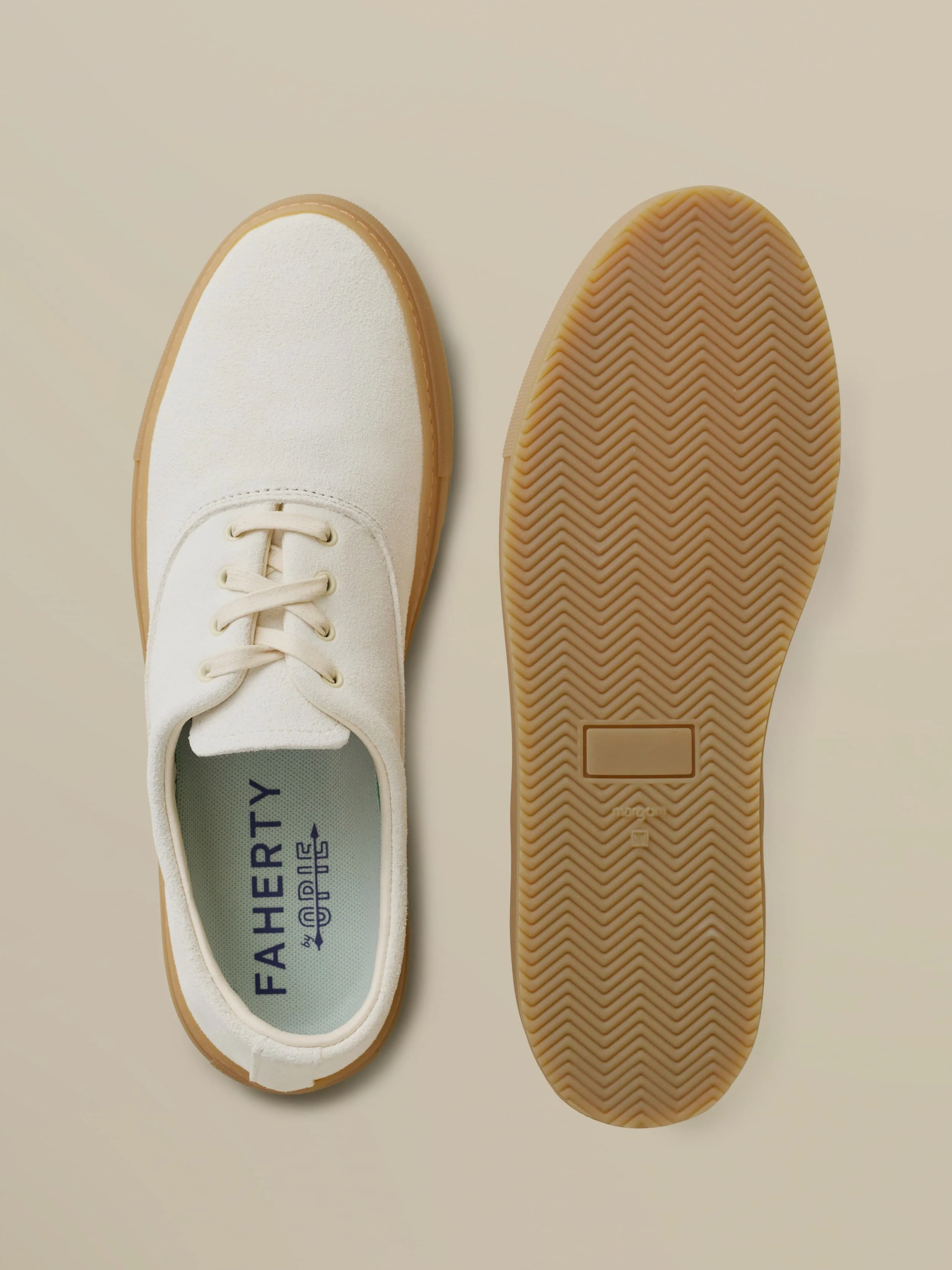 Faherty X Opie Way Deck Sneaker - Off White - Image 3