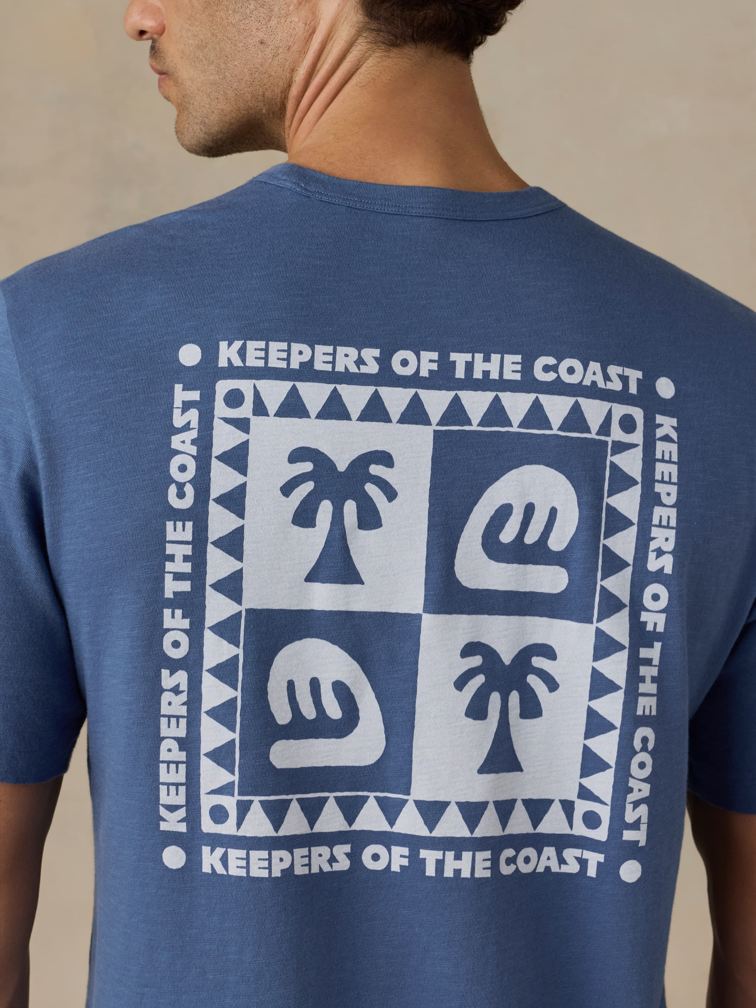 Faherty x Surfrider Sunwashed Regenerative Tee - Blue Horizon - Image 2