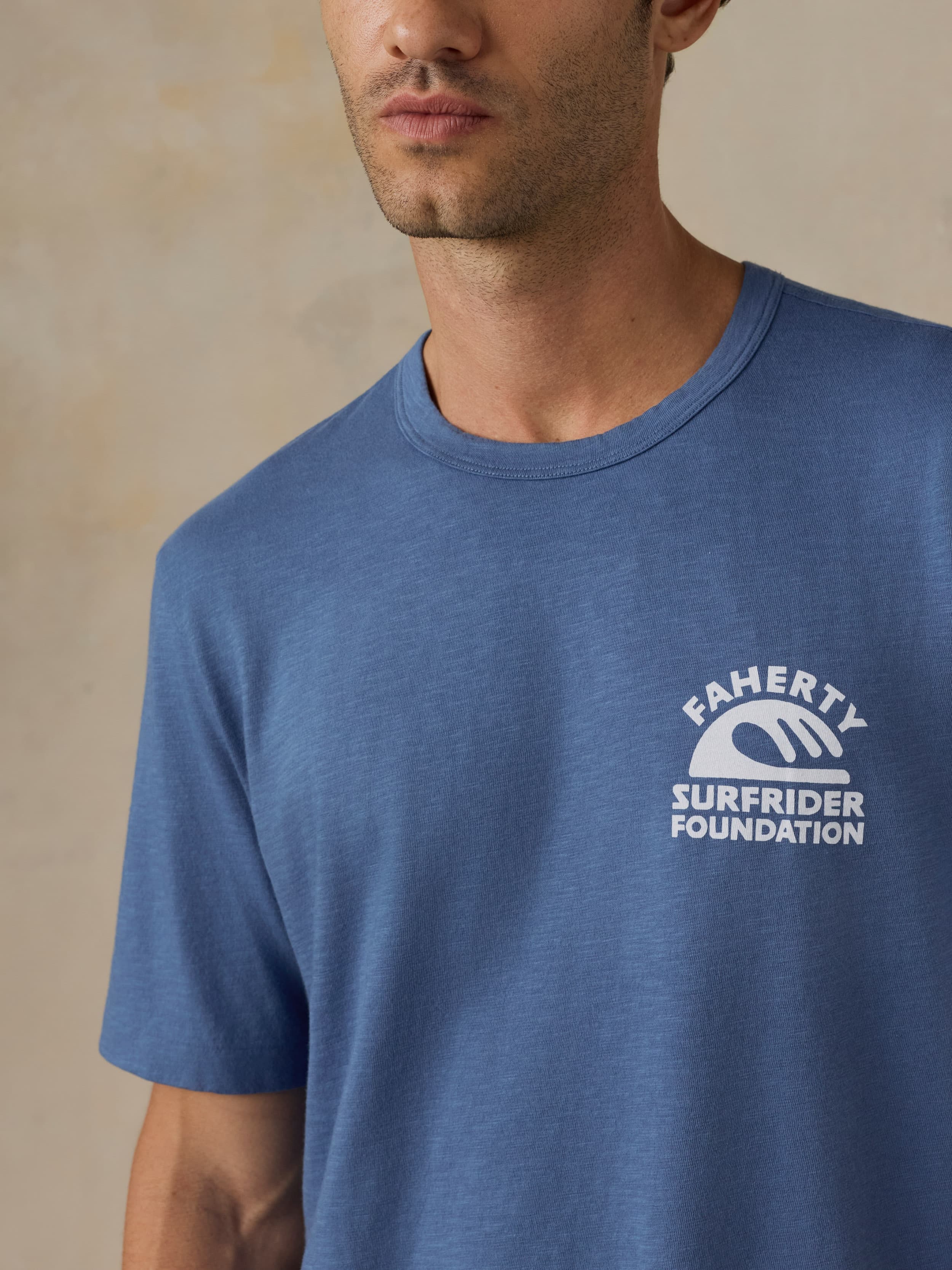 Faherty x Surfrider Sunwashed Regenerative Tee - Blue Horizon - Image 3