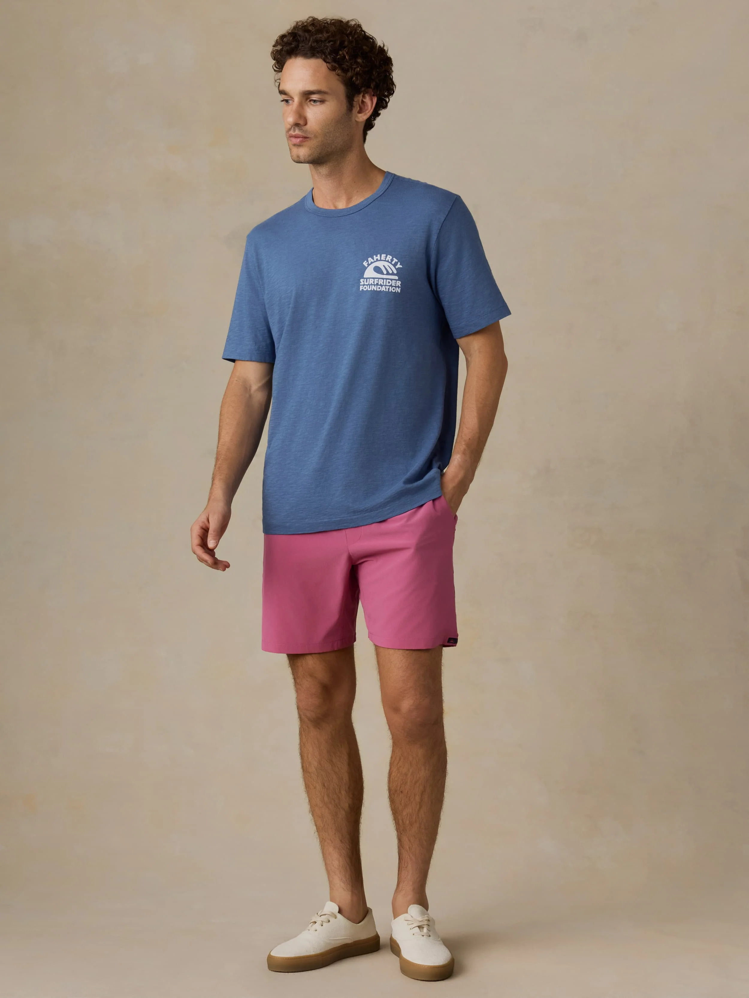Faherty x Surfrider Sunwashed Regenerative Tee - Blue Horizon - Image 6