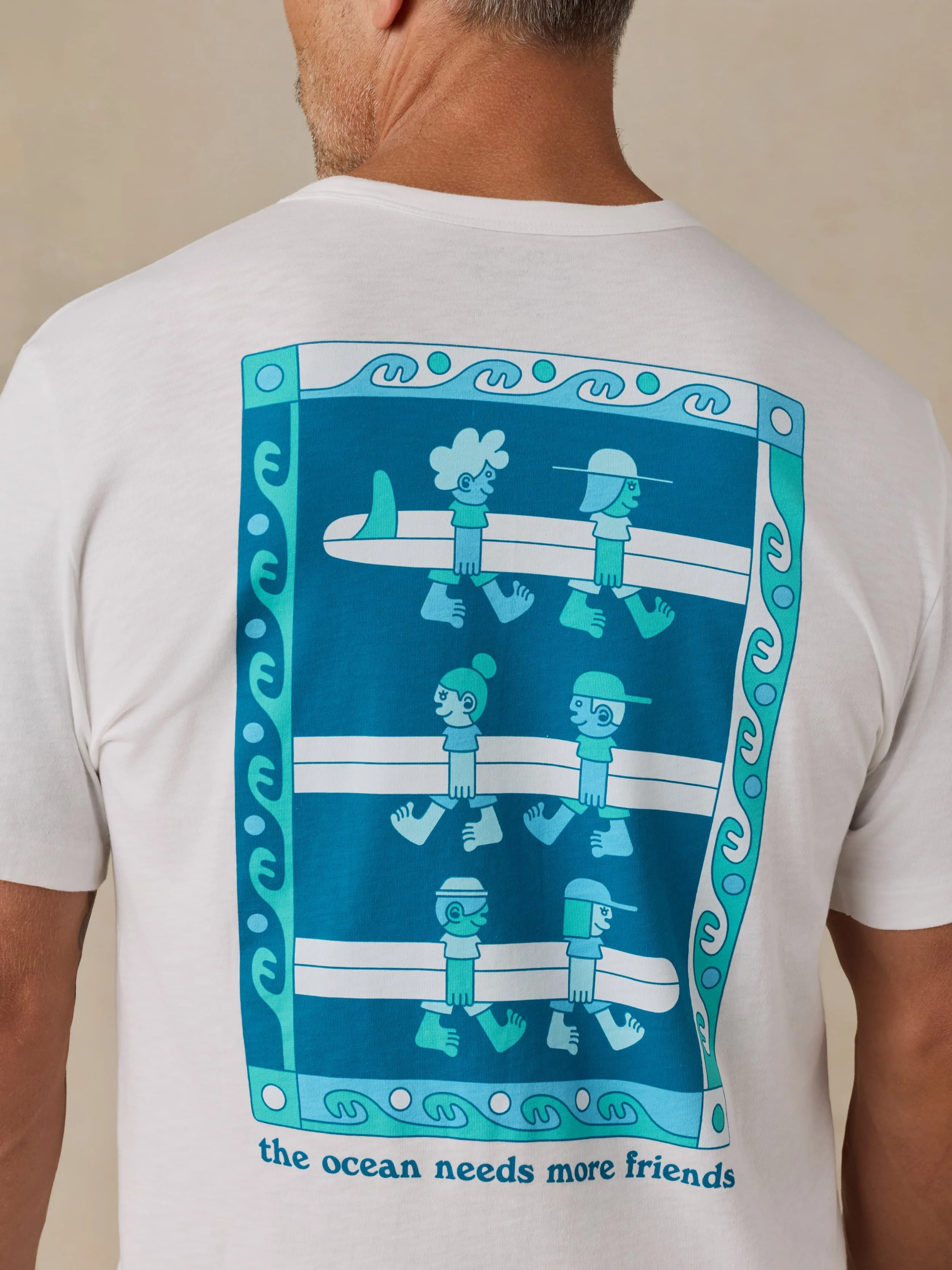 Faherty x Surfrider Sunwashed Regenerative Tee - White - Image 2