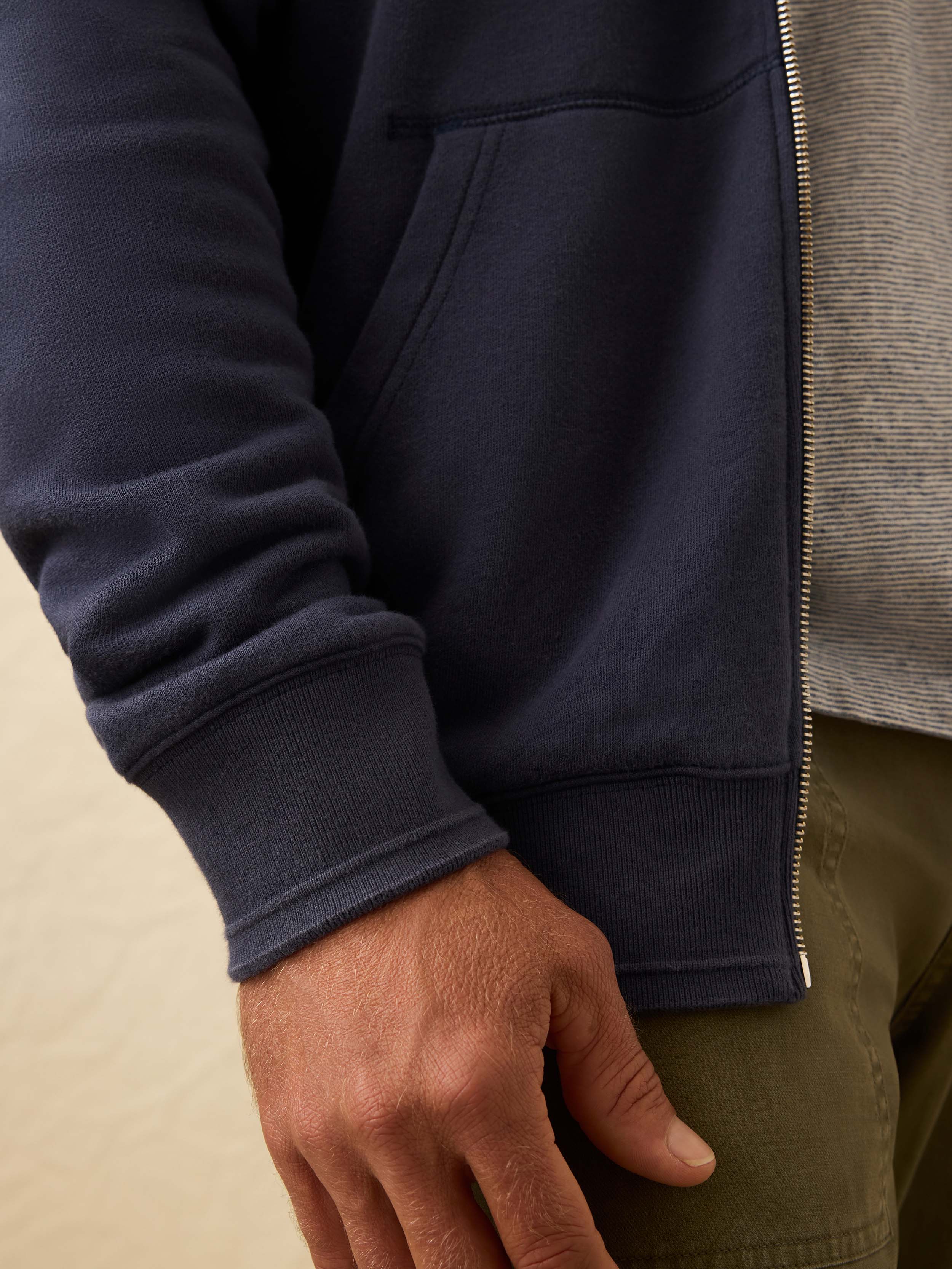 Flannel Lined Full Zip Hoodie - Dark Ocean - Image 5