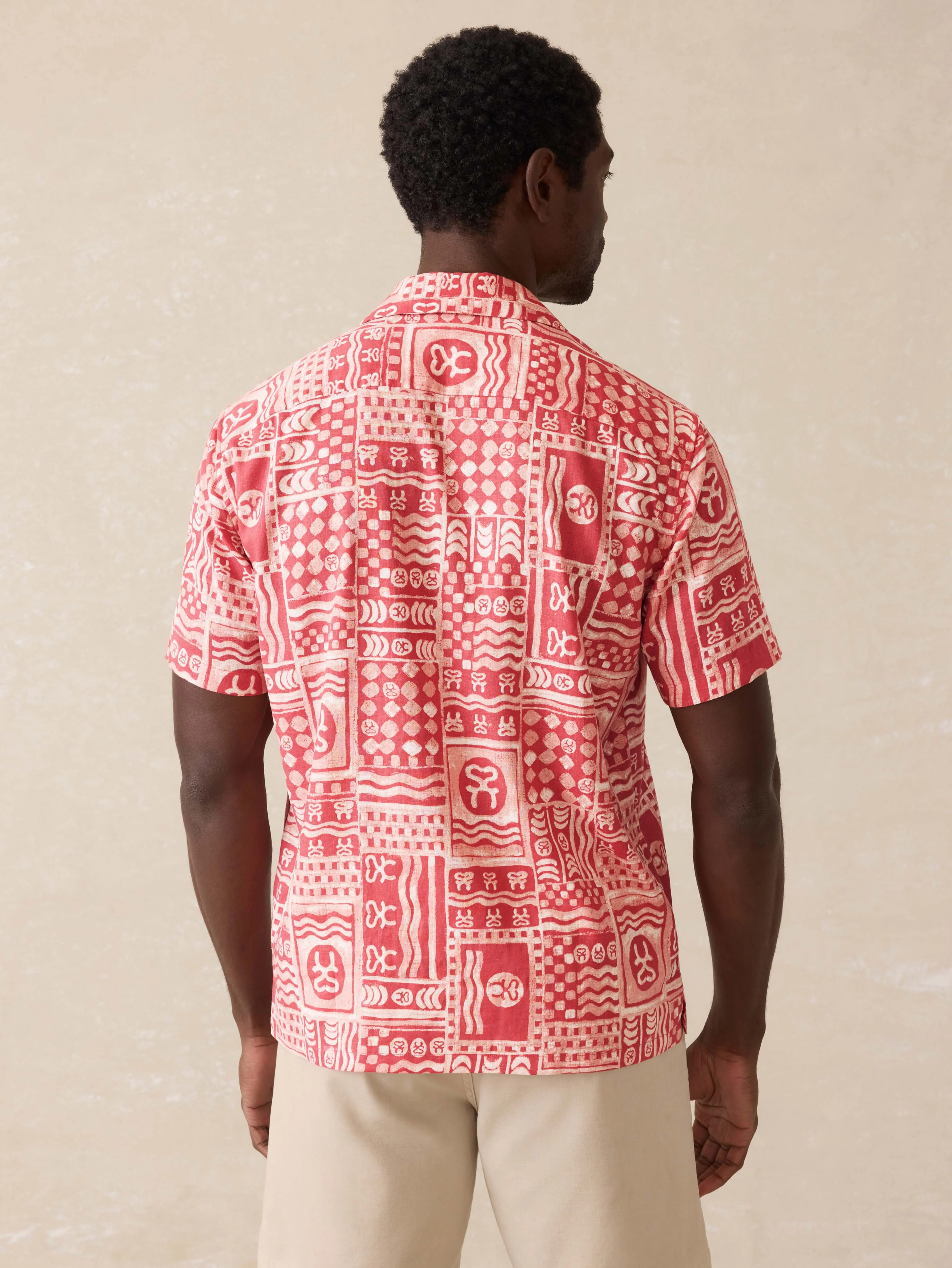 Surf Ghana Short-Sleeve Breeze Camp Shirt - Sankofa Tile Clay - Image 3