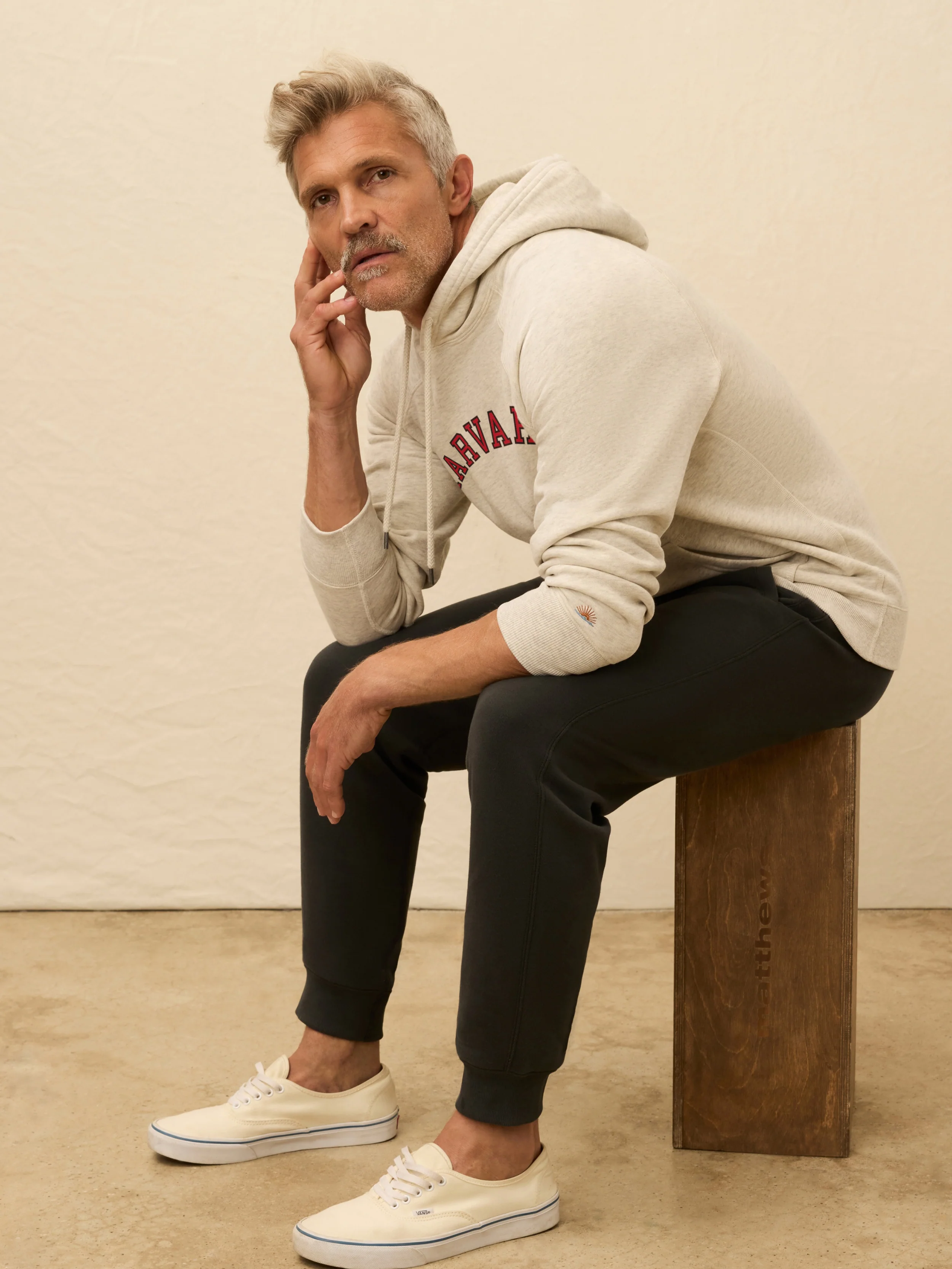 Harvard High Standard Fleece Hoodie - Antique Ivory Heather - Image 2