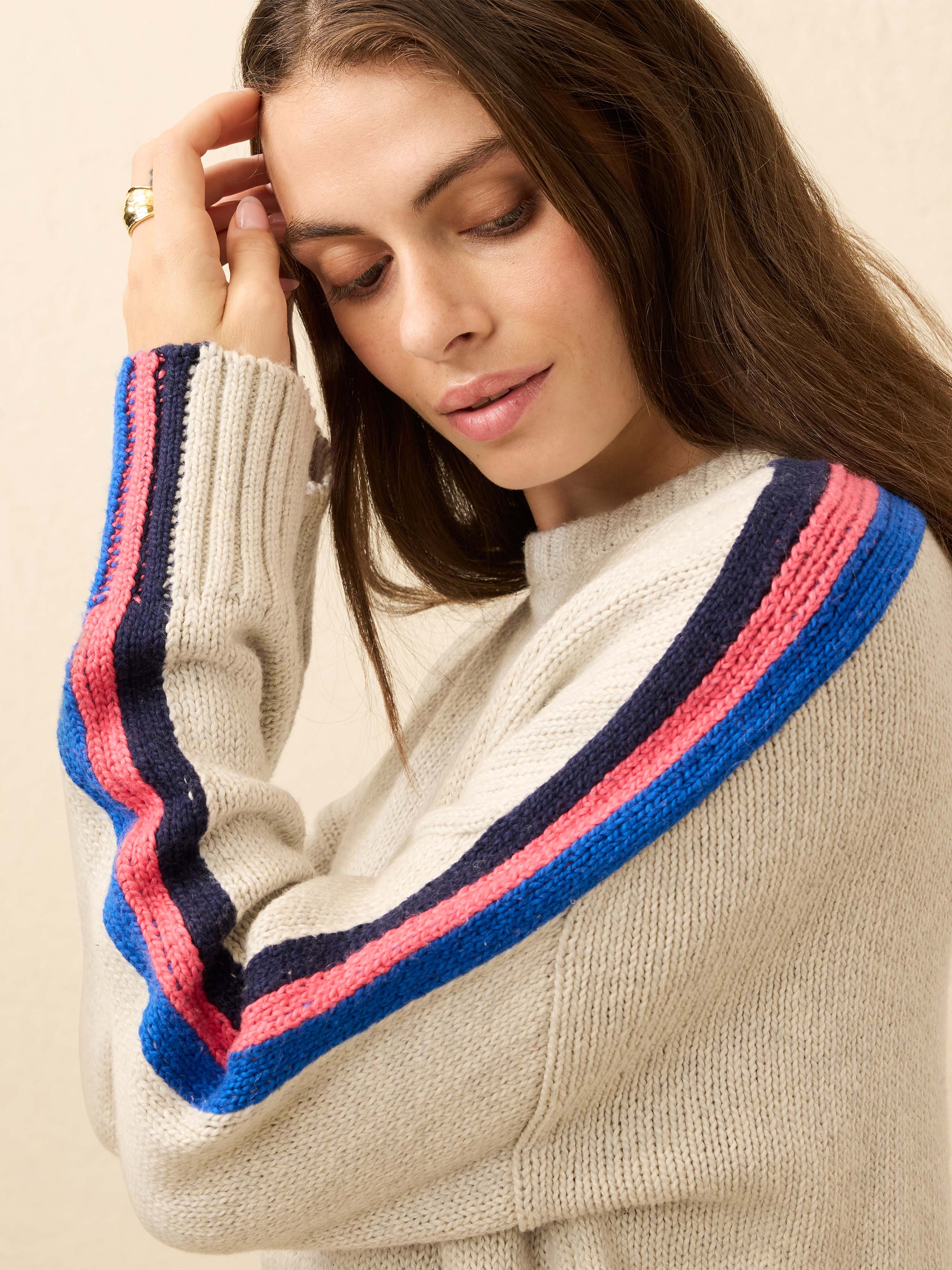 Heirloom Cotton Summit Pullover - Ice Grey Heather Stripe - Image 2