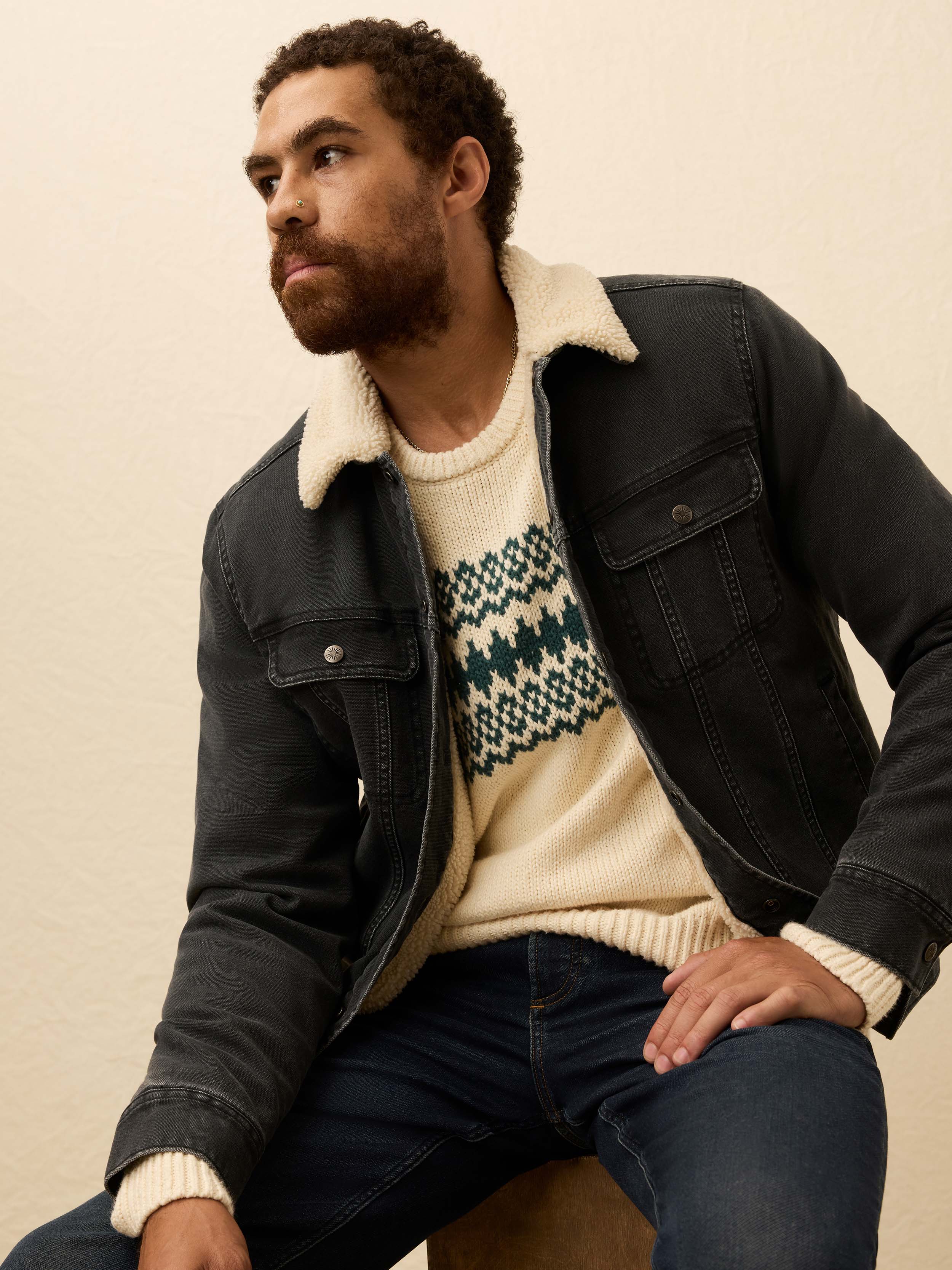 Heirloom Crewneck Sweater - Cream Forest Fairisle - Image 2