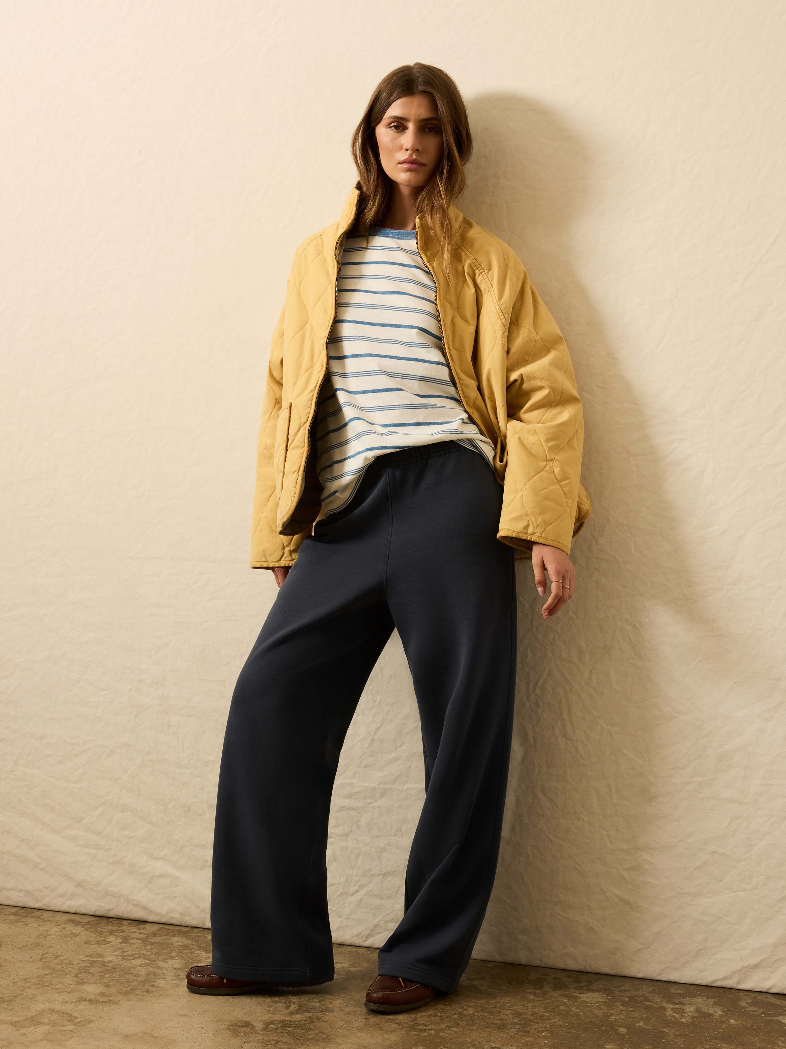 High Standard Fleece Wide Leg Sweatpant - Blue Nights - Image 3