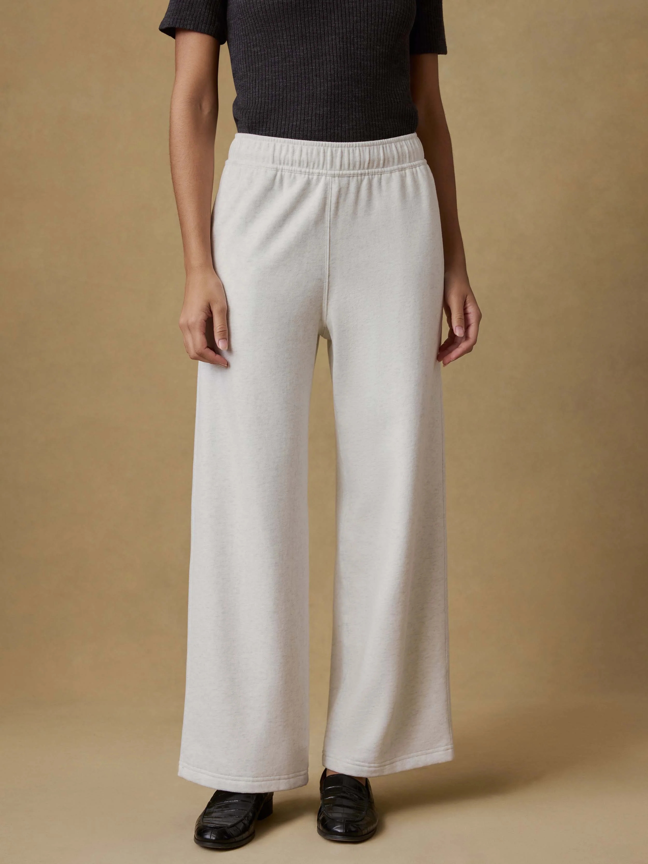 High Standard Fleece Wide Leg Sweatpant - Ice Grey Heather - Image 3