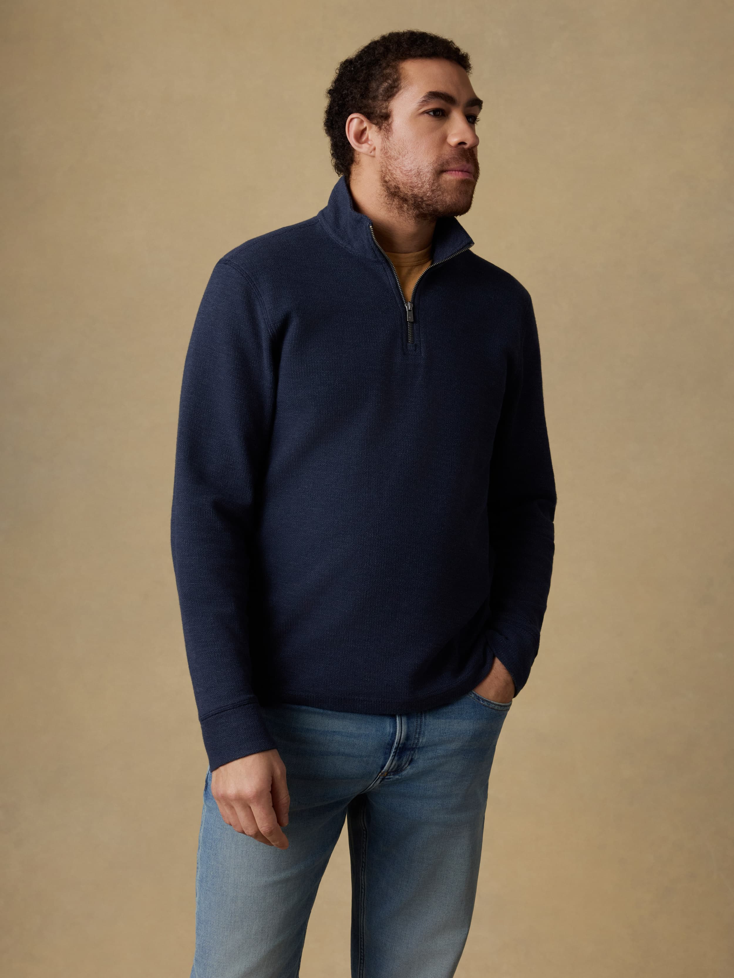 Highland Knit Quarter Zip - Navy Ridge Melange - Image 4