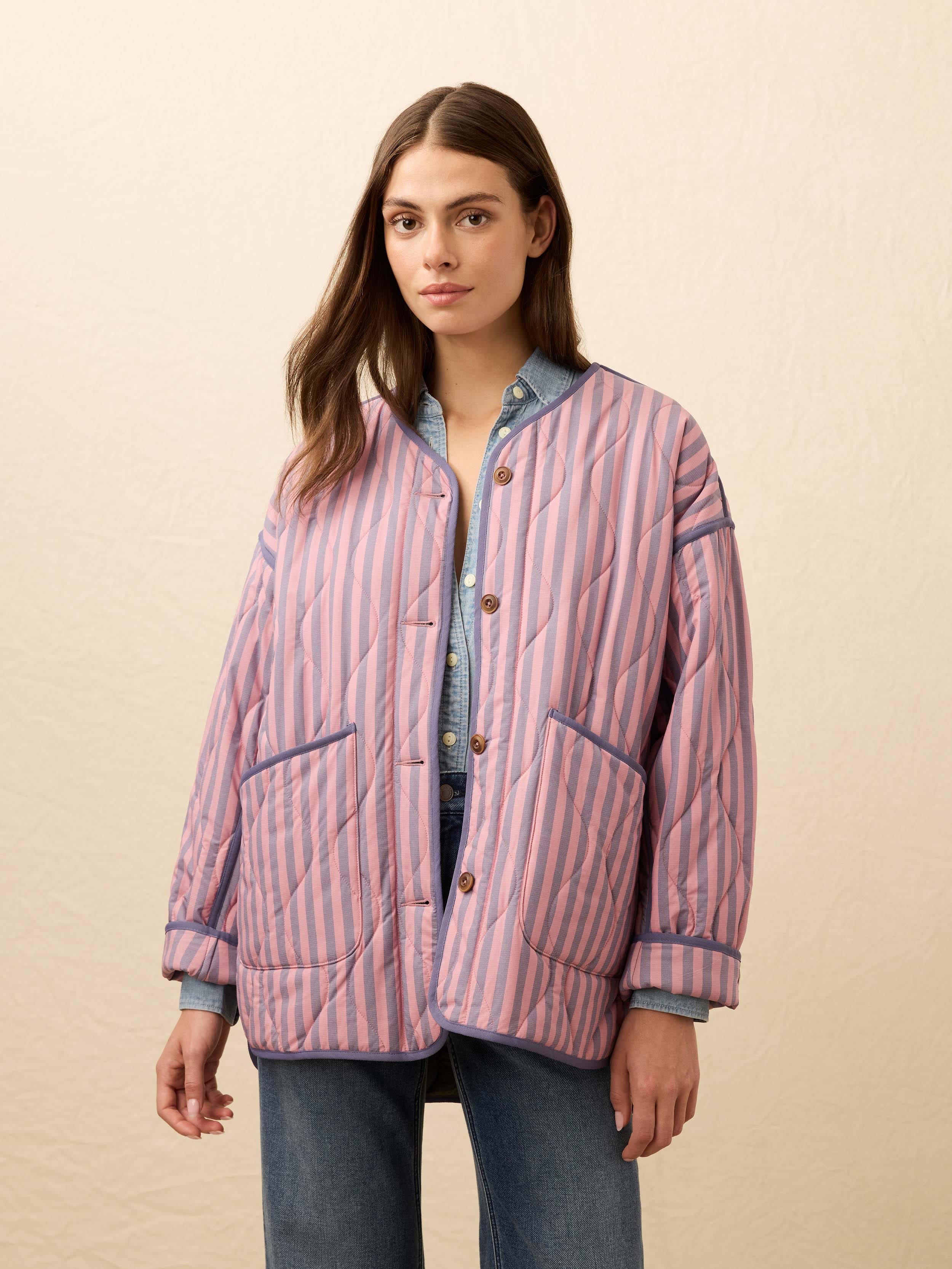 Horizon Series Quilted Jacket - Berry Lucy Stripe - Image 3