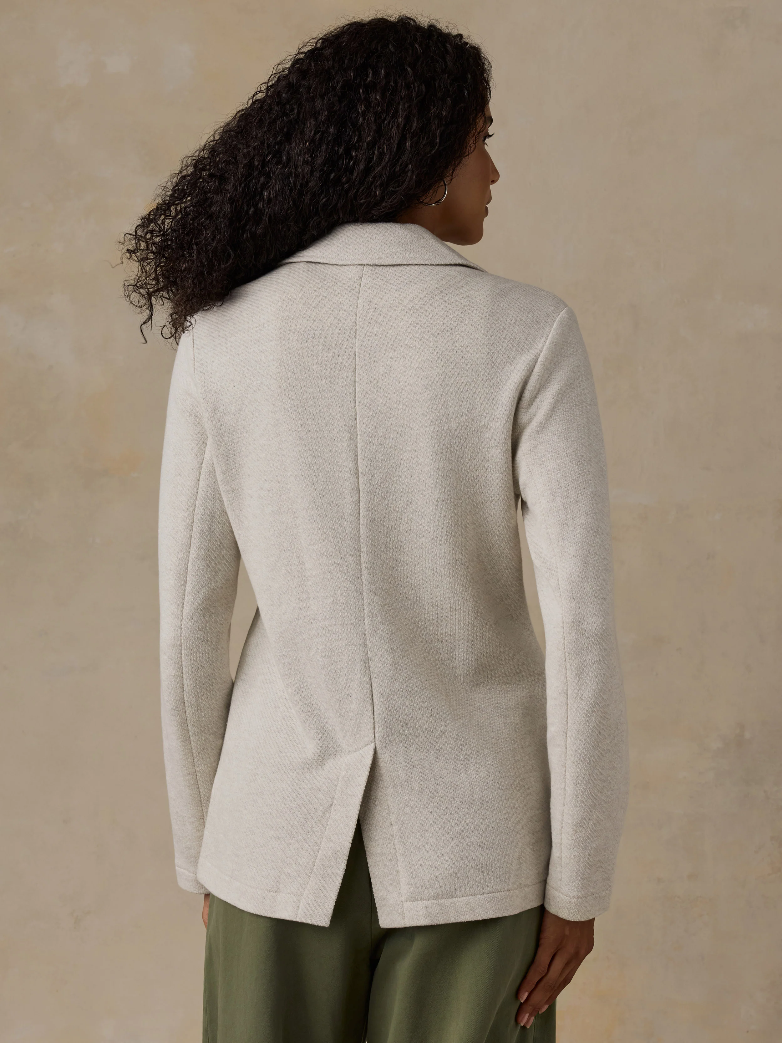 Inlet Knit Blazer - Light Oatmeal Melange - Image 3