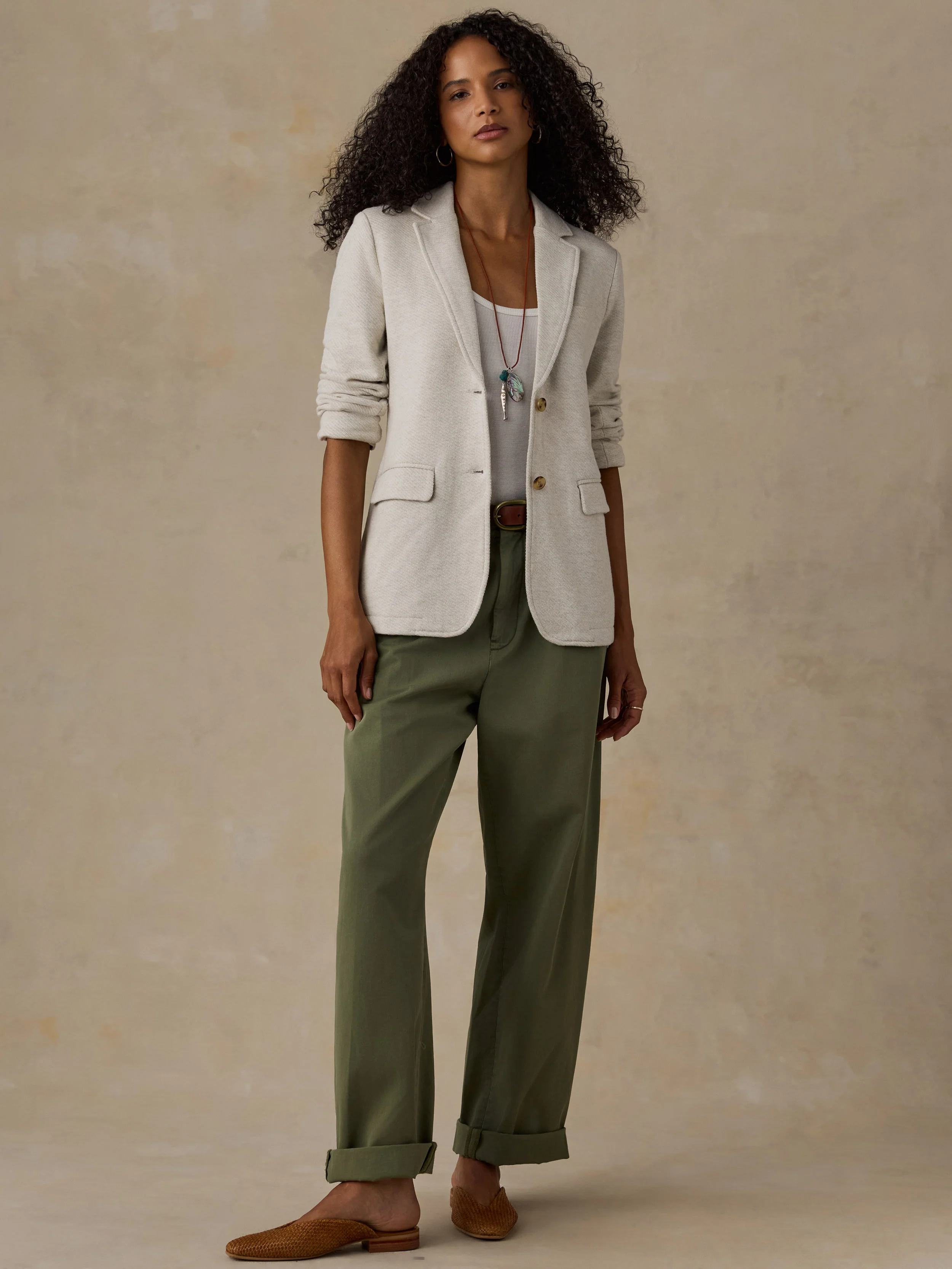 Inlet Knit Blazer - Light Oatmeal Melange - Image 5