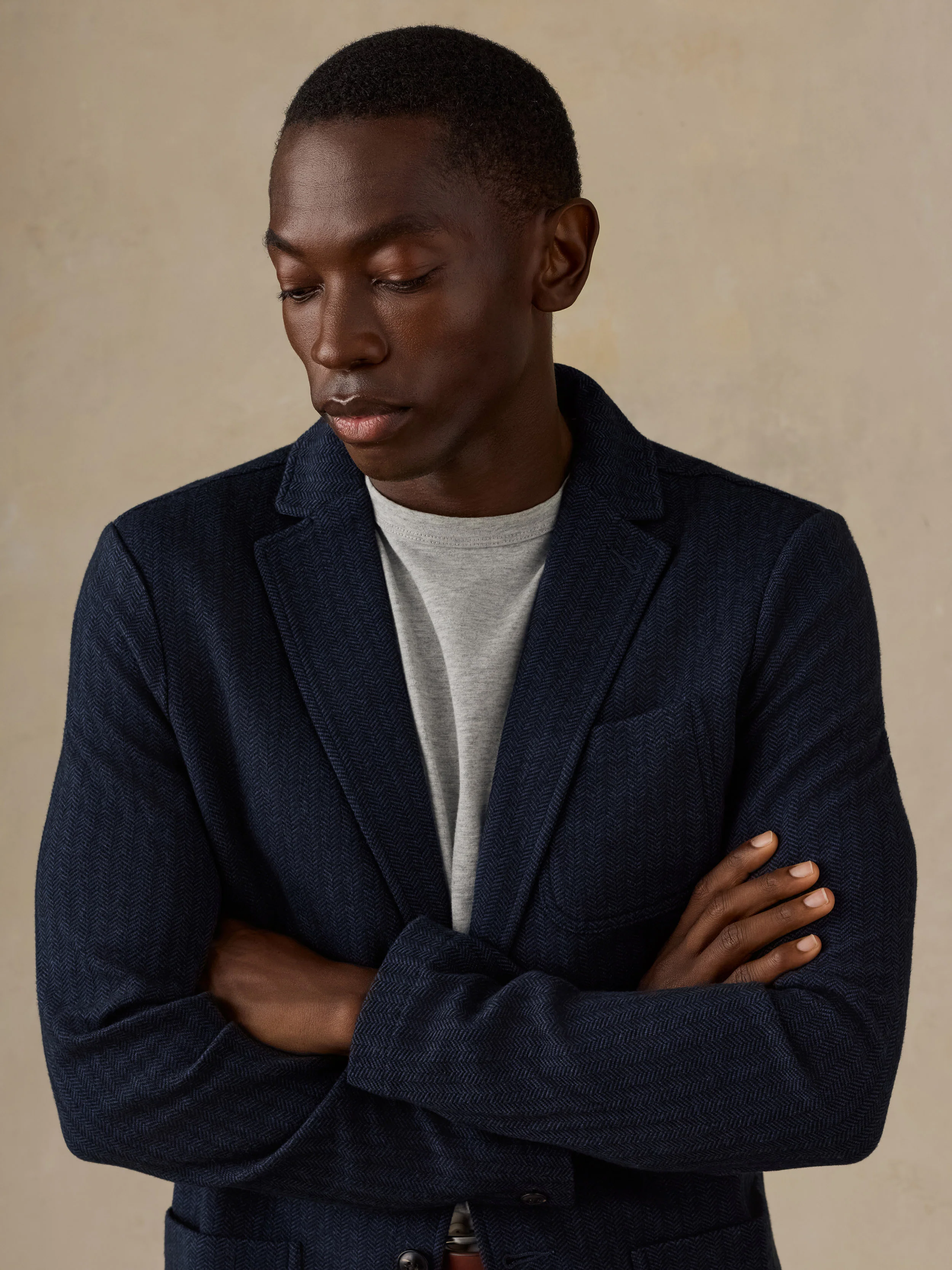 Inlet Knit Tweed Blazer - Navy Twilight Herringbone - Image 4