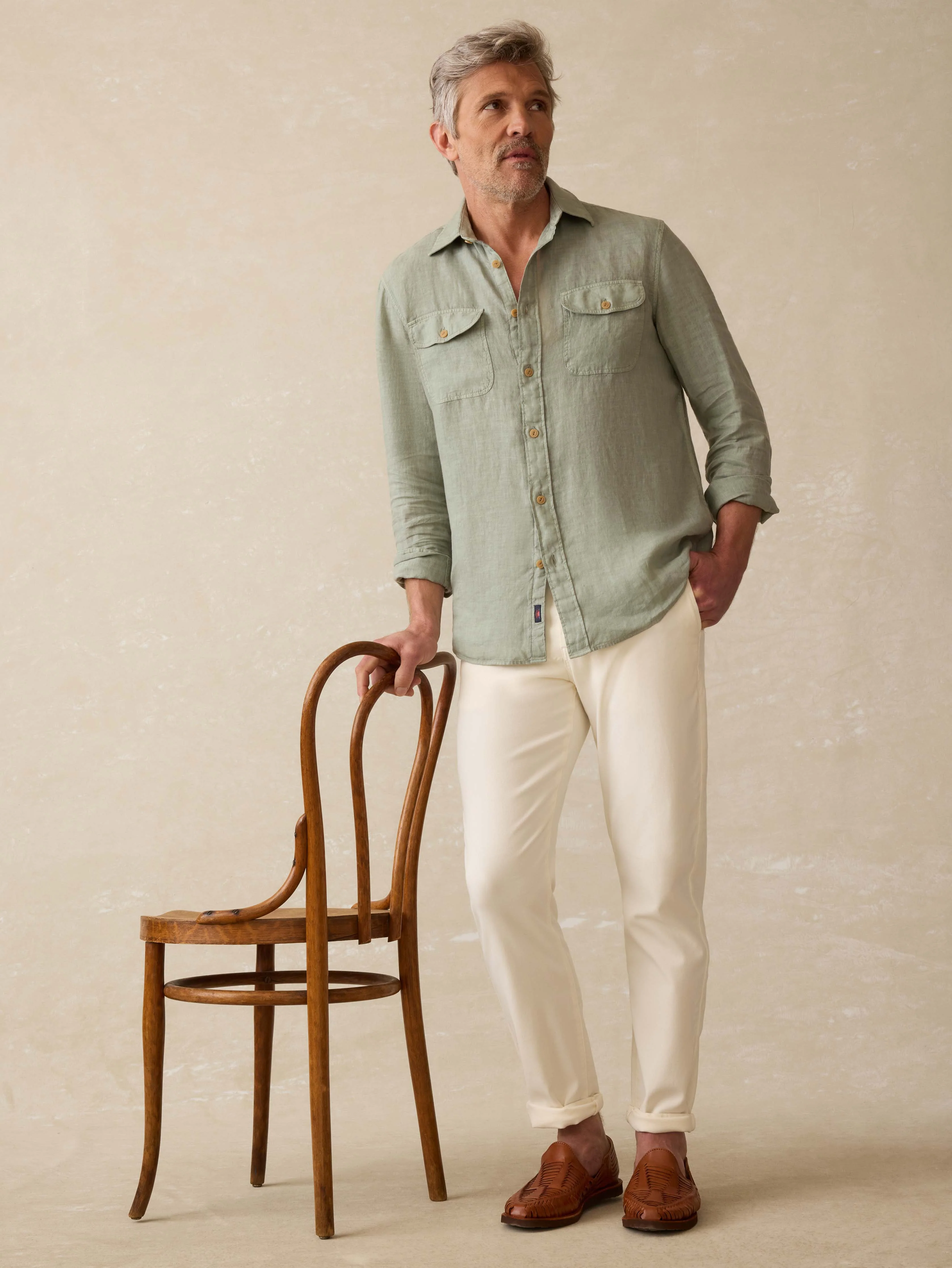 Irish Linen Safari Shirt - Sage Creek - Image 5