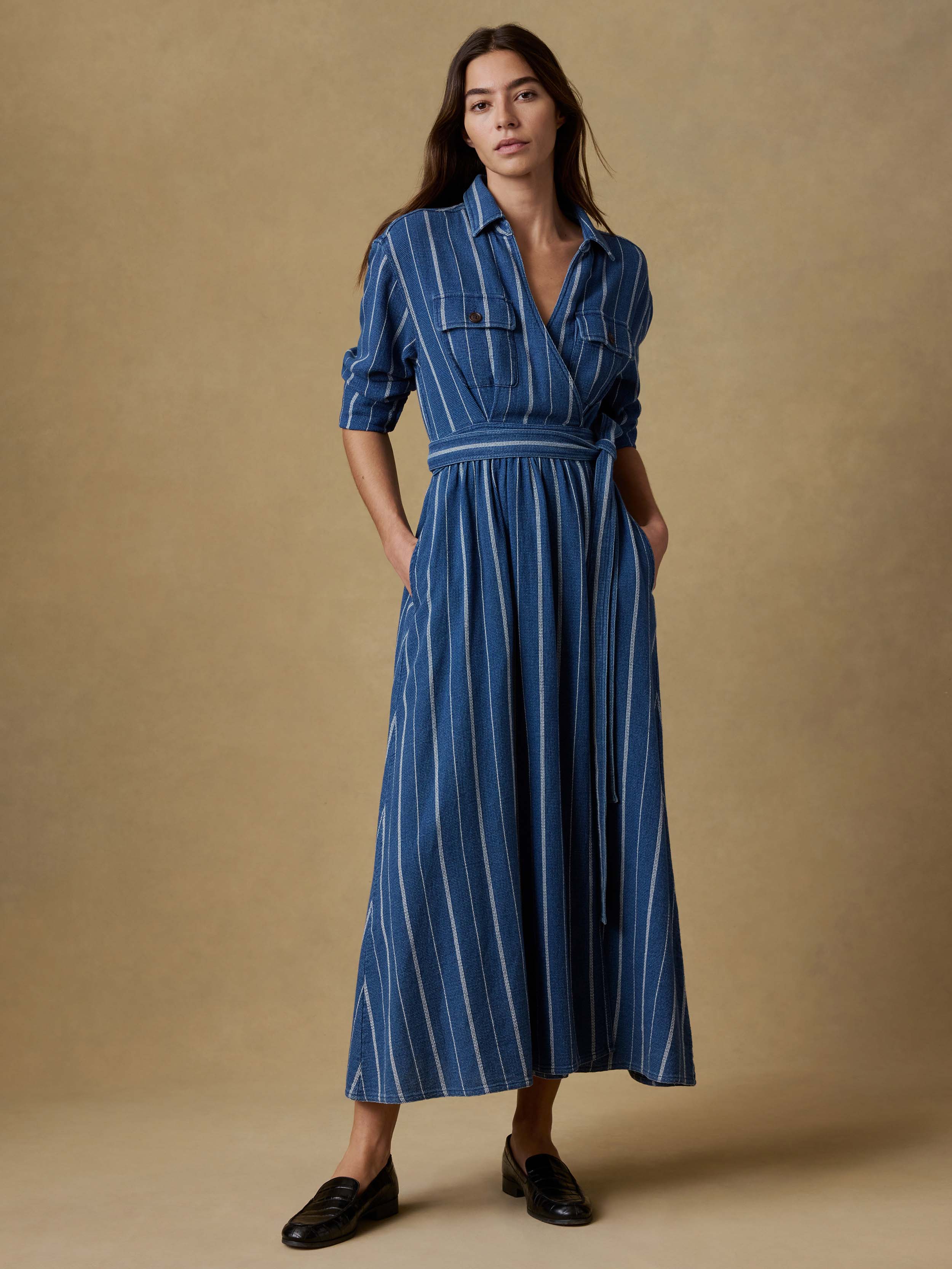 Island Tide Julia Wrap Dress - Indigo Drift Stripe - Image 3
