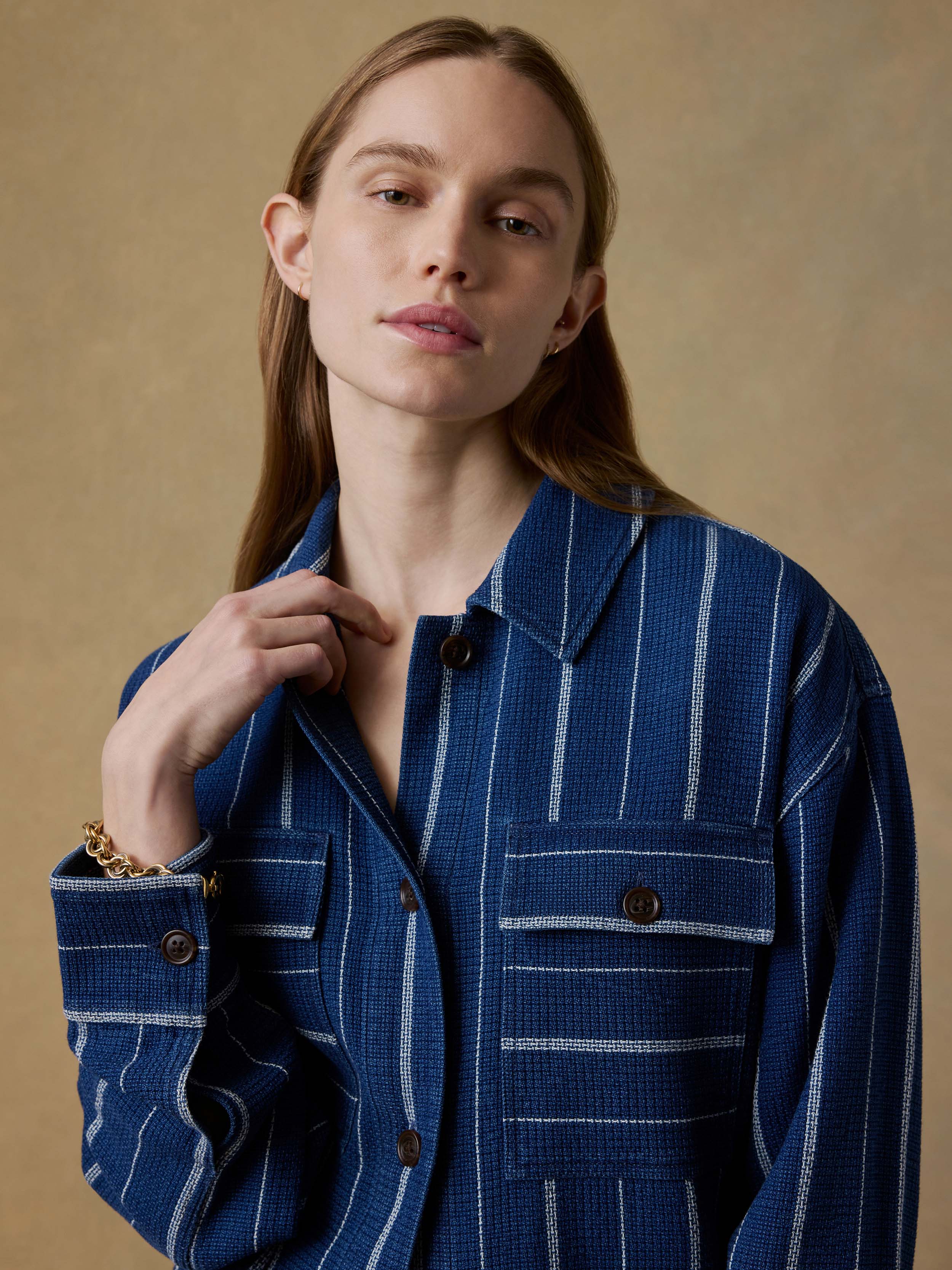 Island Tide Shirt Jacket - Indigo Drift Stripe - Image 2
