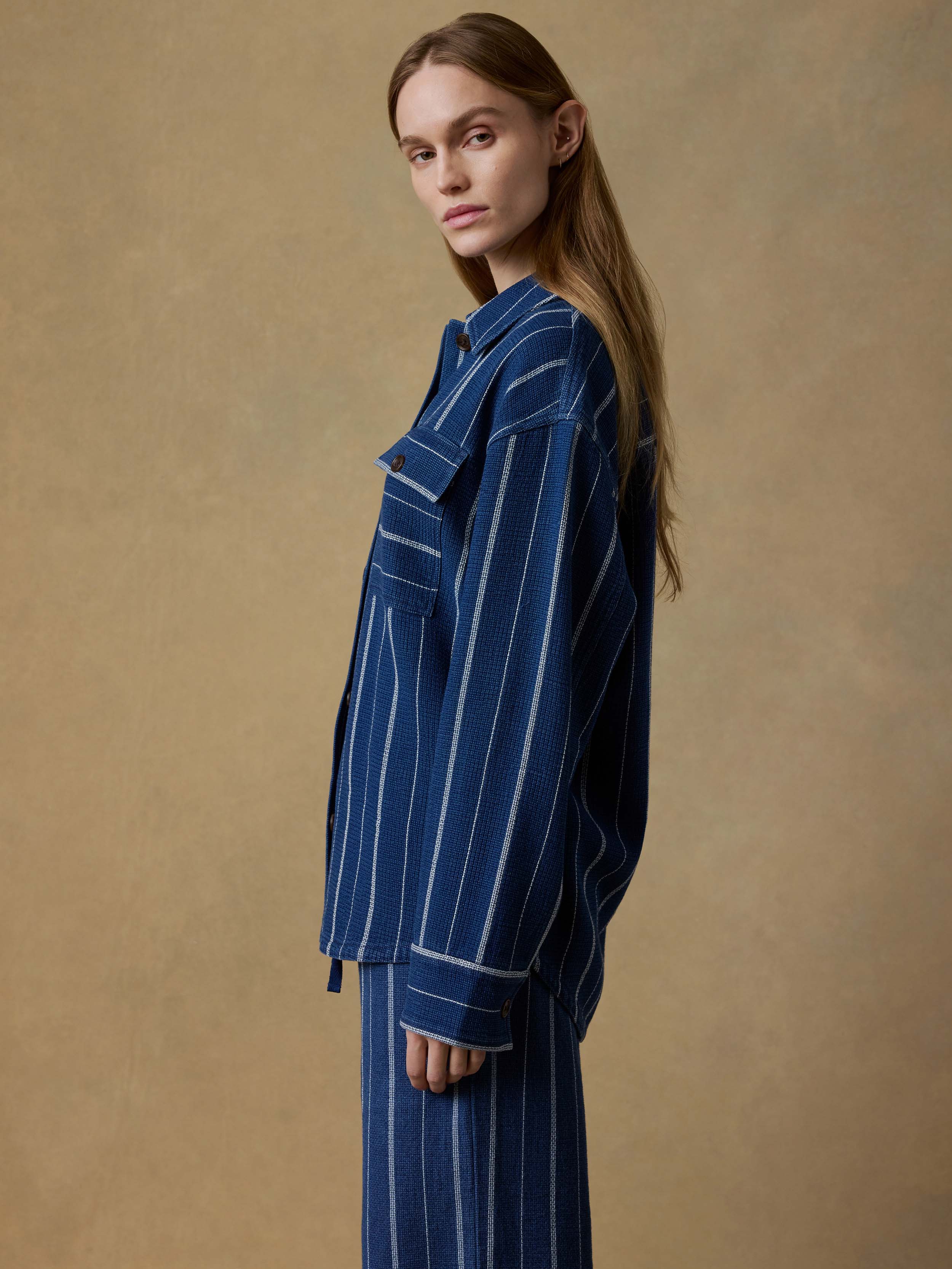 Island Tide Shirt Jacket - Indigo Drift Stripe - Image 4