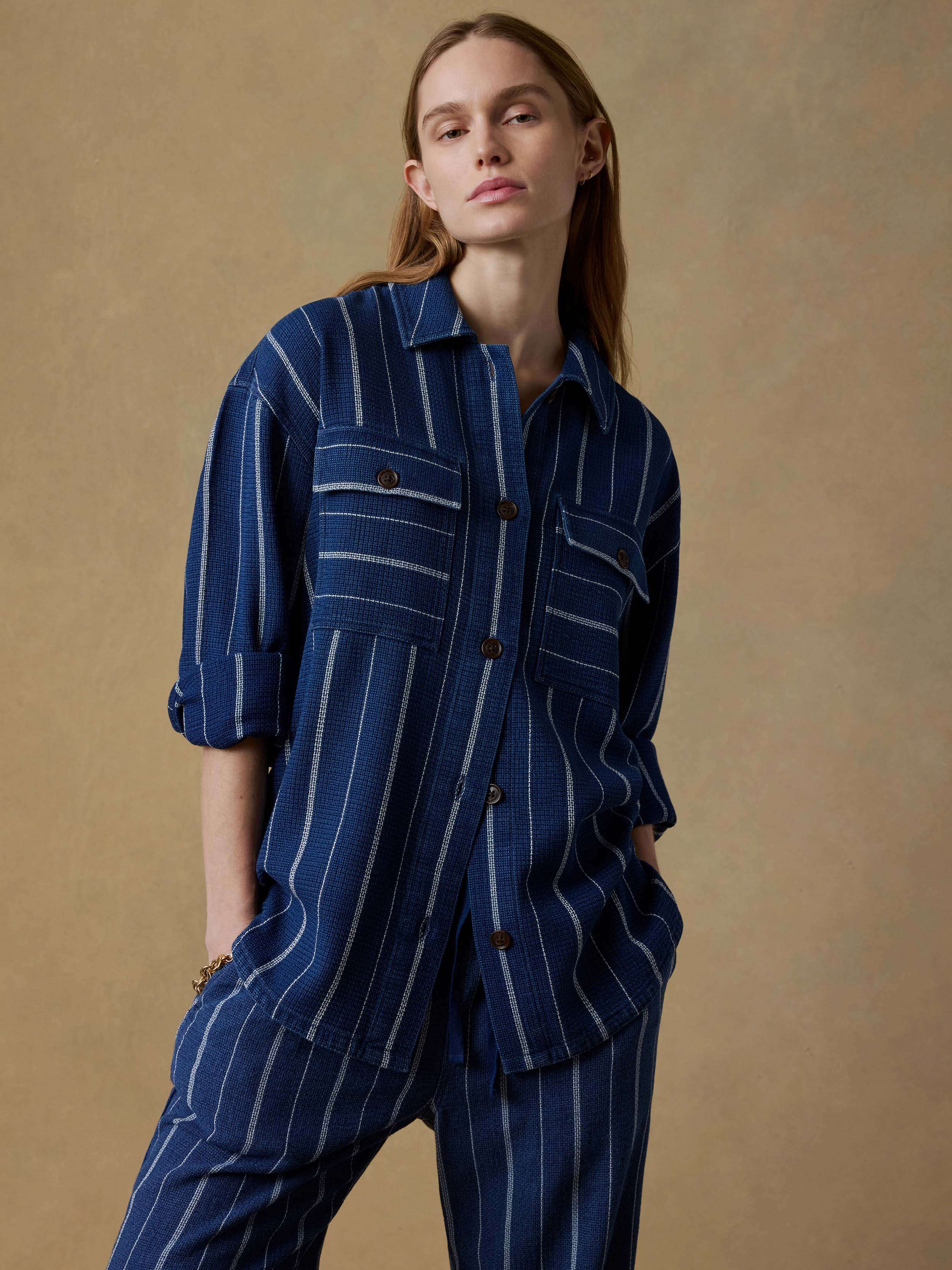 Island Tide Shirt Jacket - Indigo Drift Stripe - Image 6