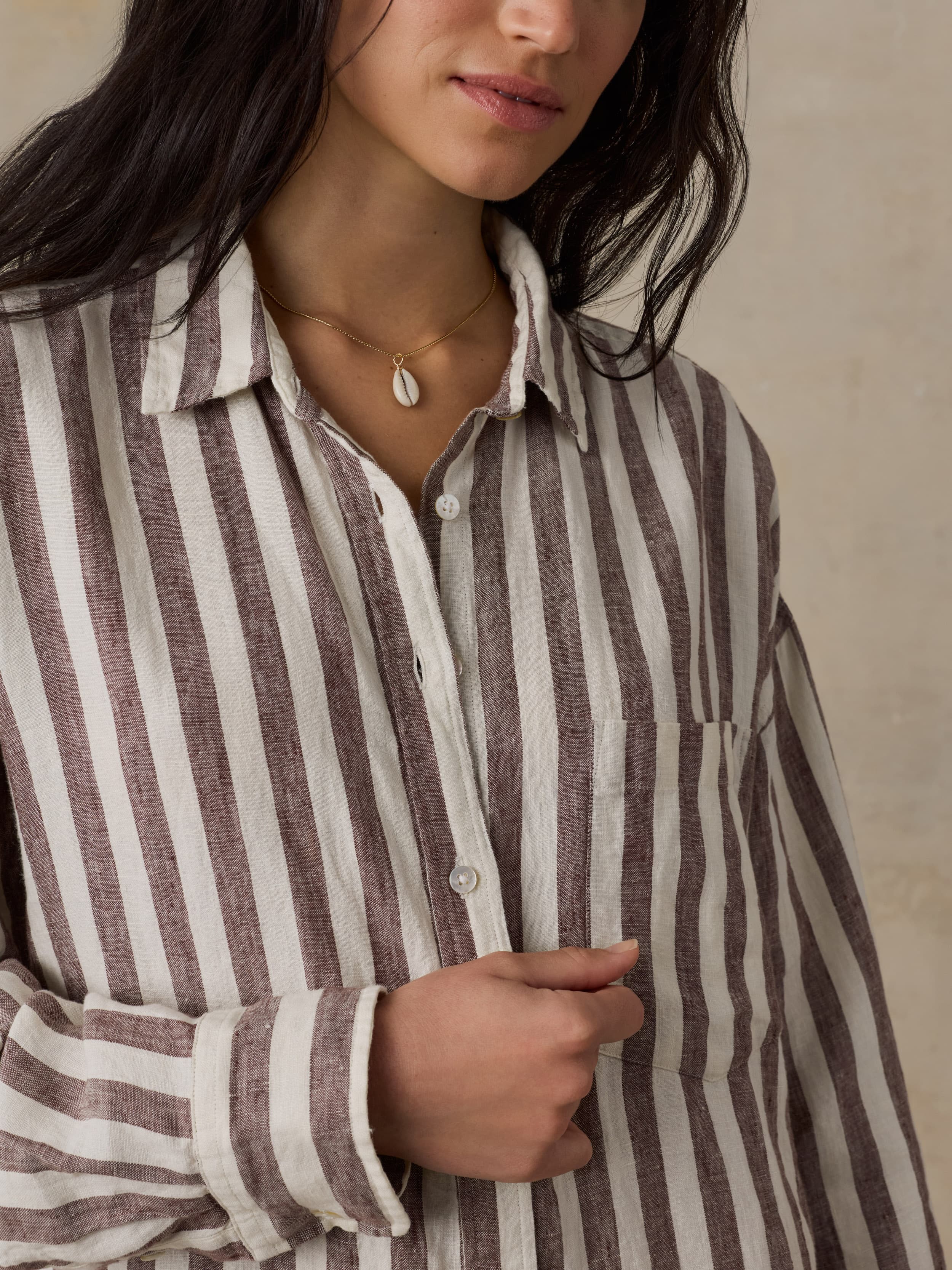 Laguna Linen Kova Shirtdress - Sandy Horizon Stripe - Image 2